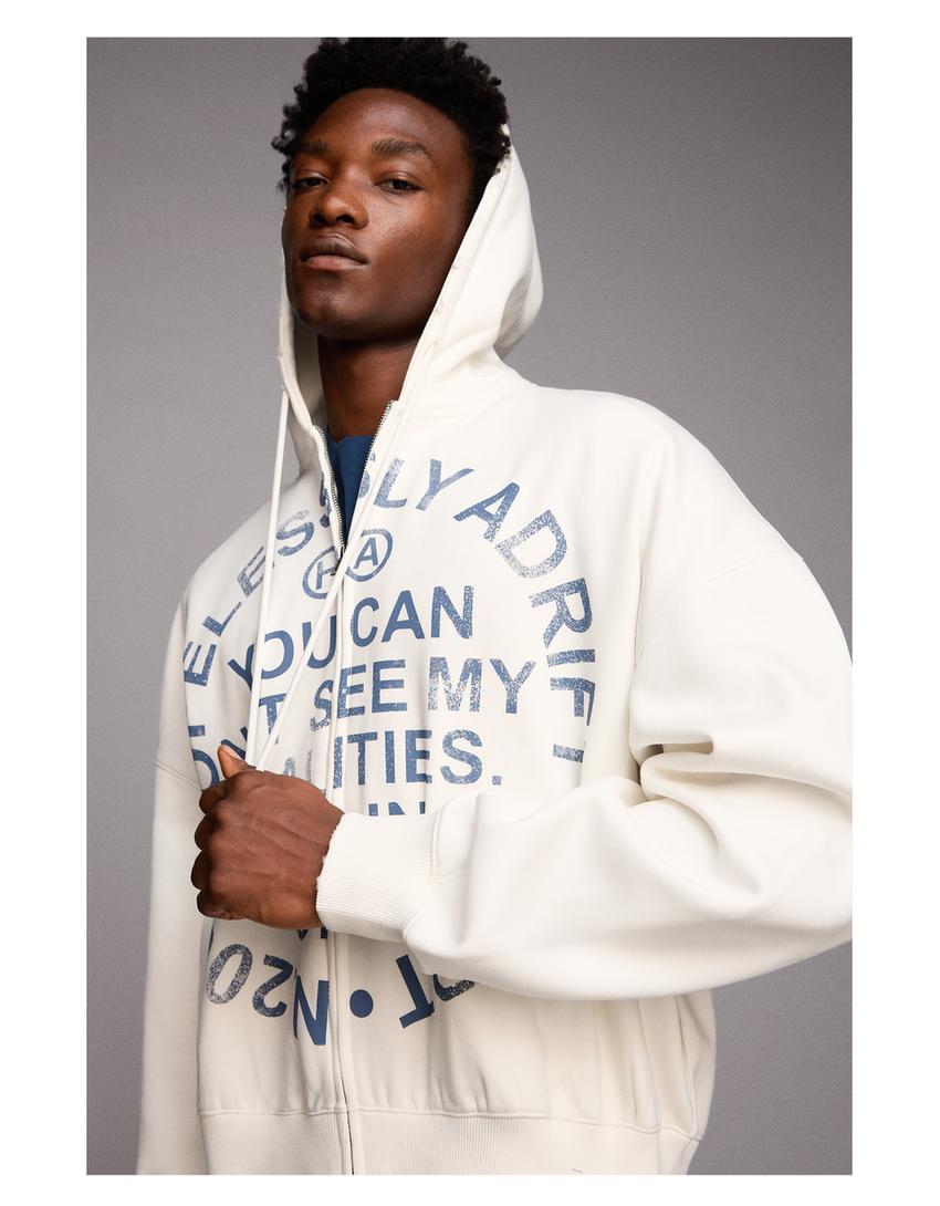 Sudadera cremallera print-Beige-3