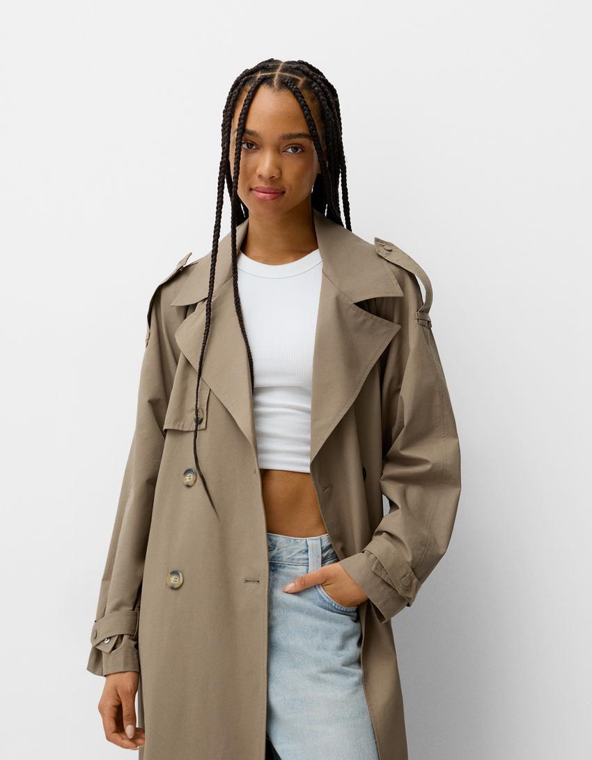 Oversize trench coat-Sand-1