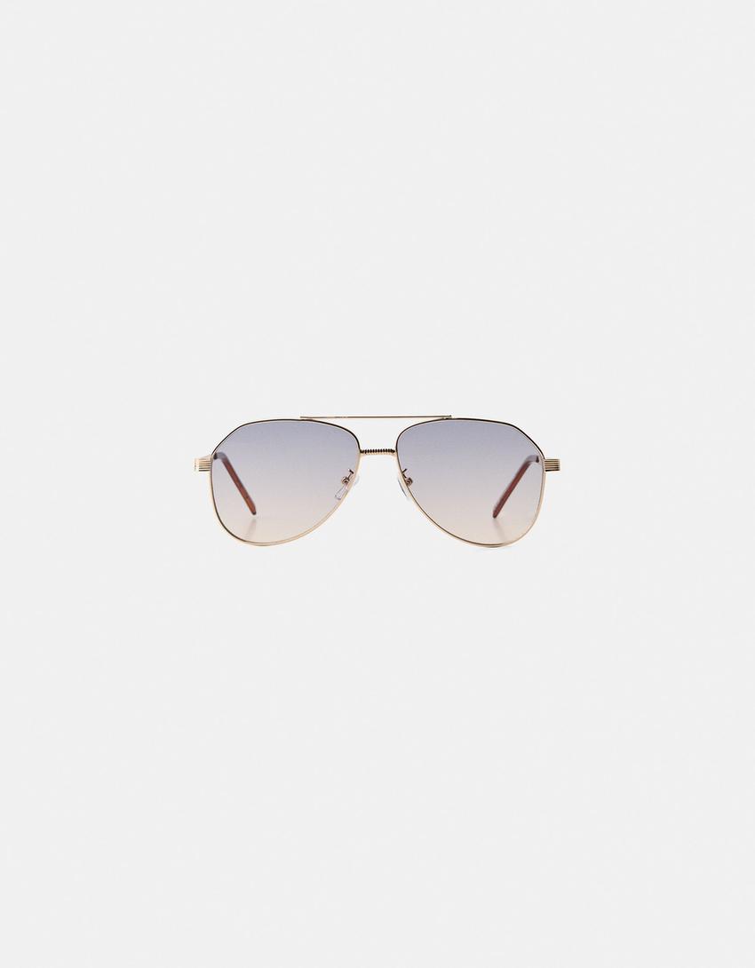 Lunettes de soleil en métal-Bleu-1