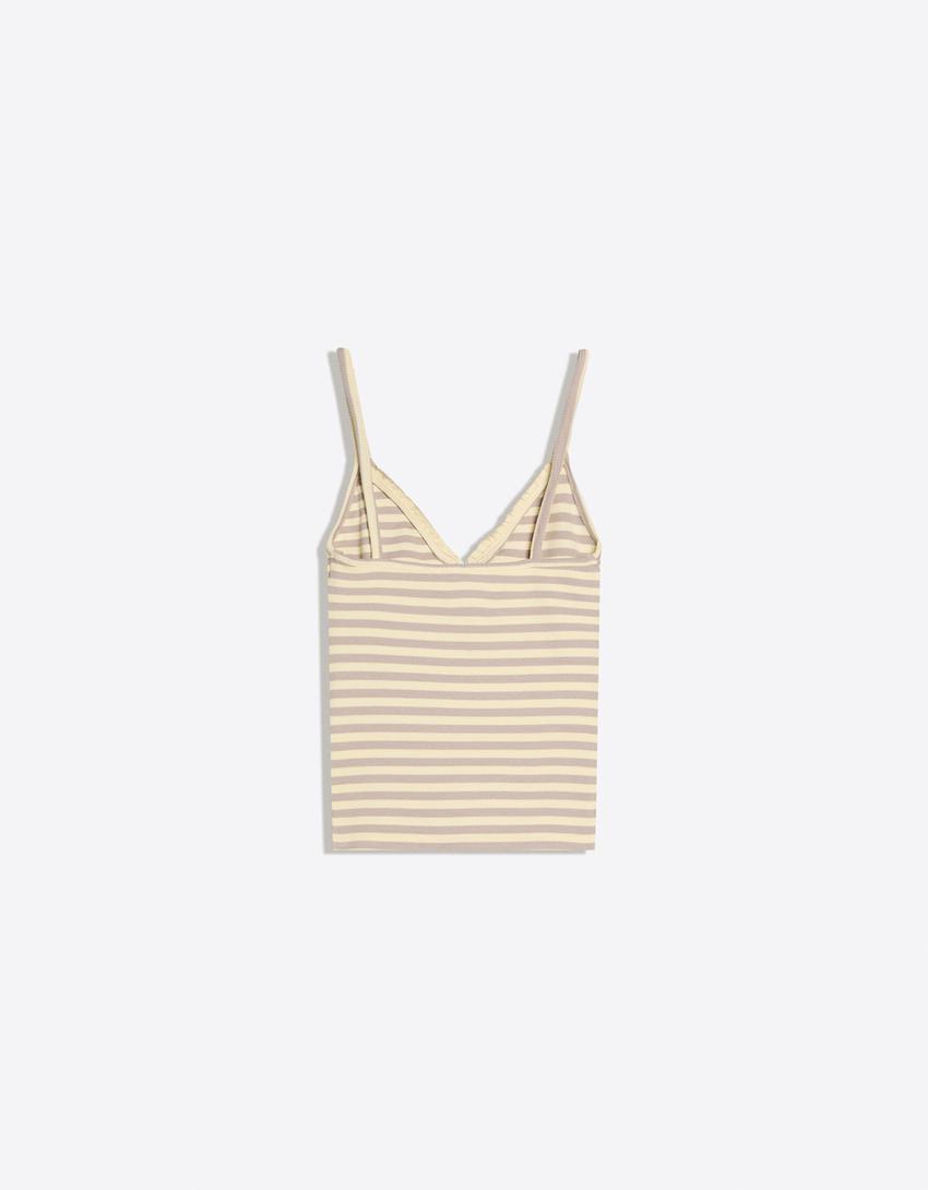 Gathered strappy top-Yellow