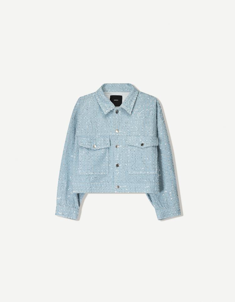 Sequinned jacquard denim jacket