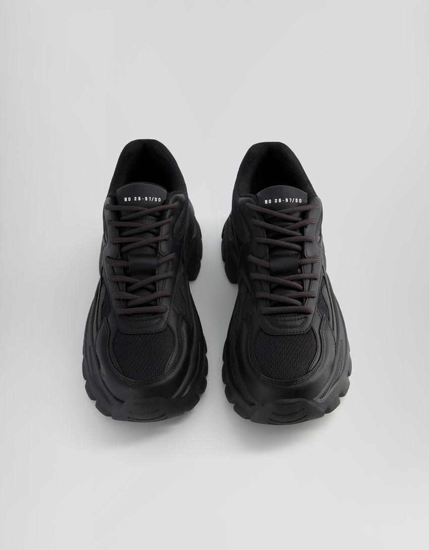 Sneakers contrastantes semelle crantée-Noir-4
