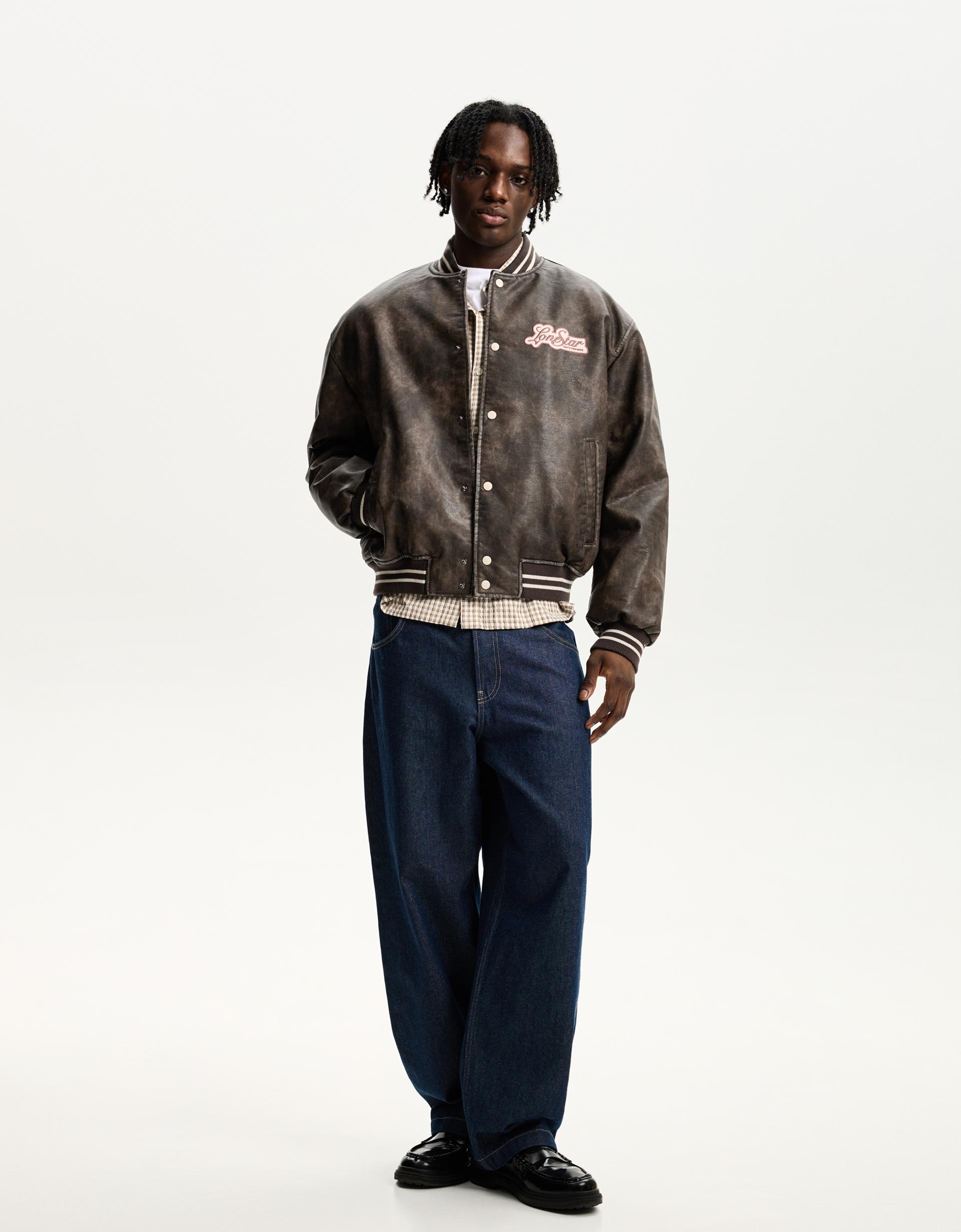 Leather Jacket Chaqueta De Beisbol Bershka Chaqueta Beisbol