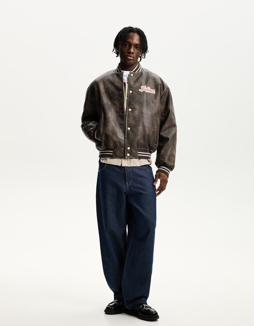 Giacca Similpelle Giacca Olografica Bershka Jacket Giacca Varsity