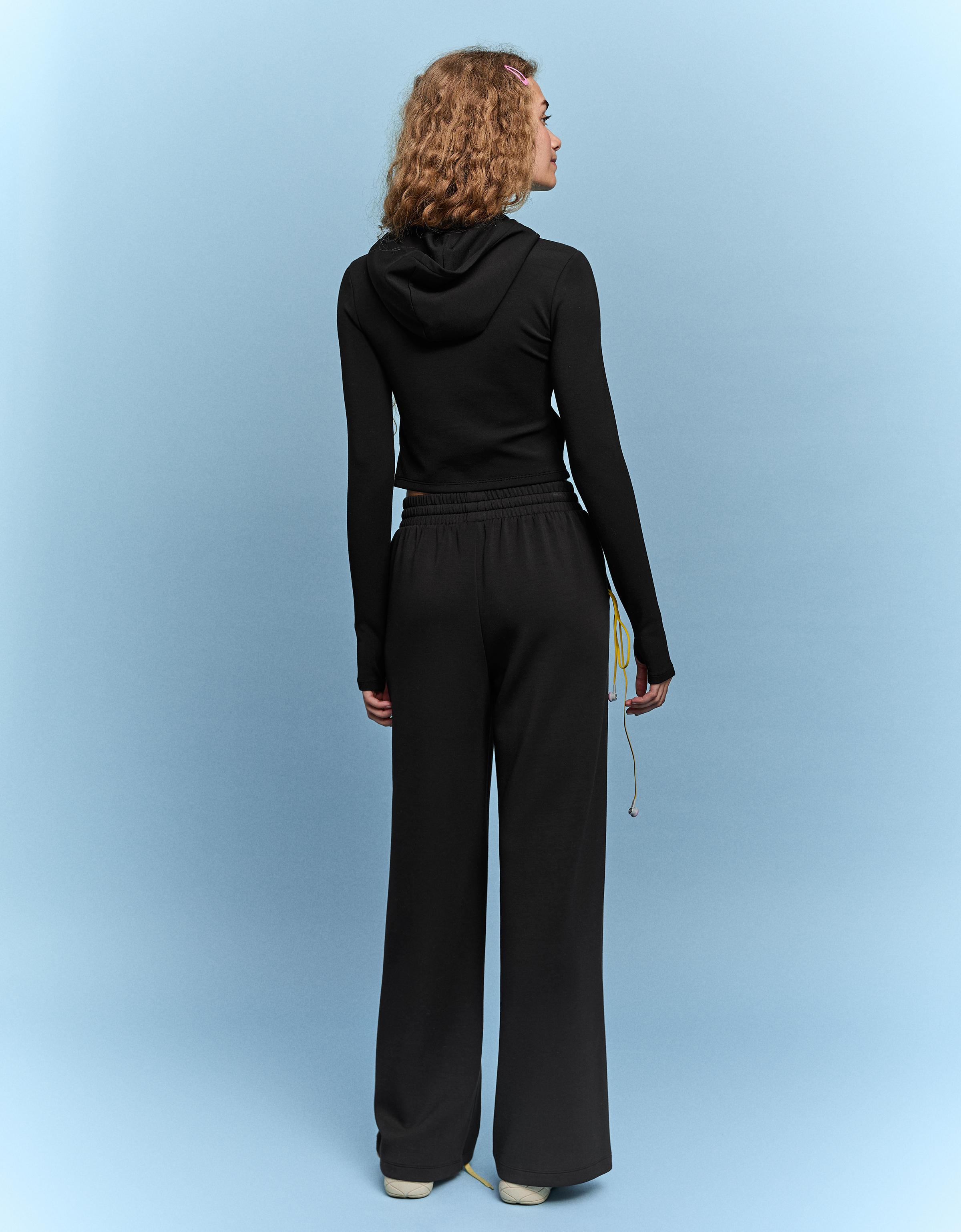 Yumuşak dokulu geniş paça pantolon - Görsel 27