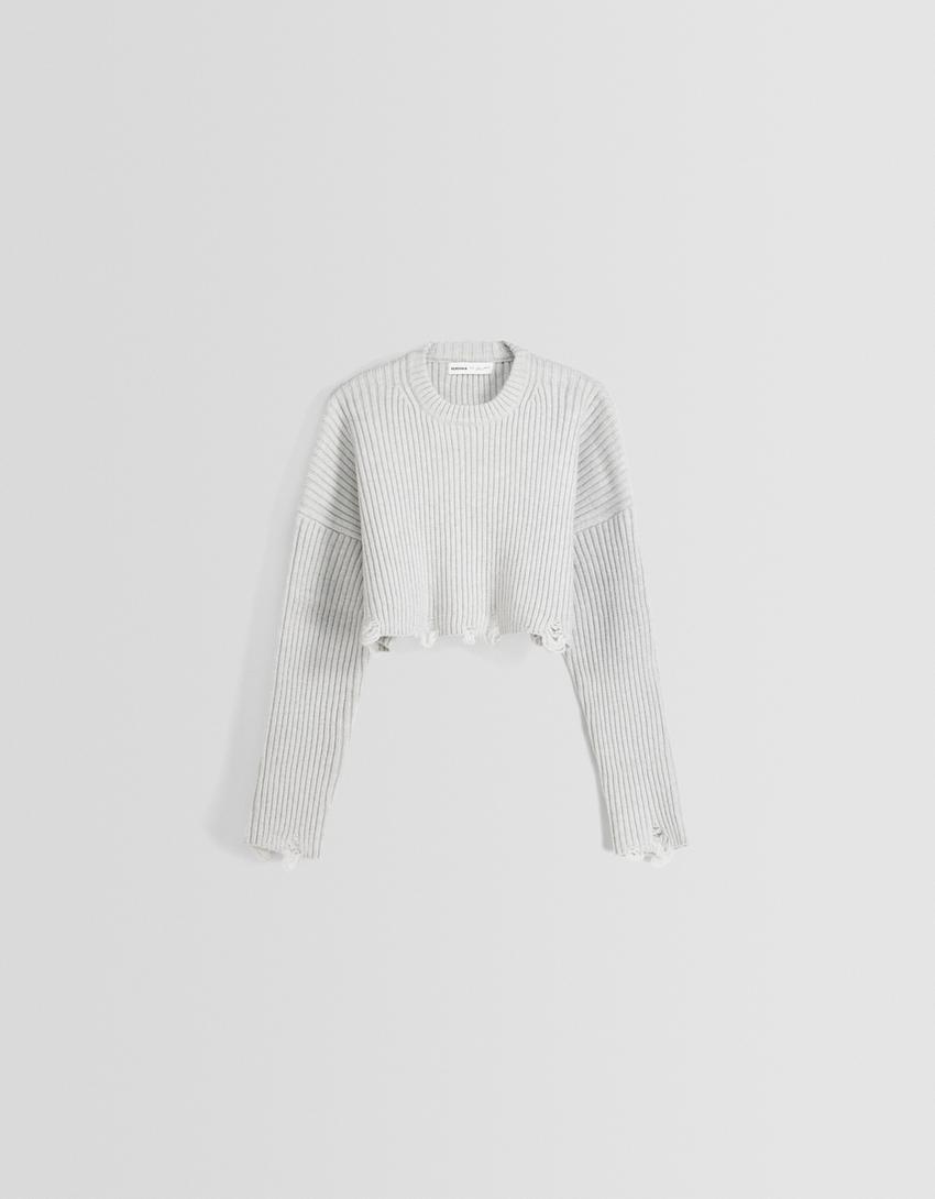 Pull déchiré-Gris-4
