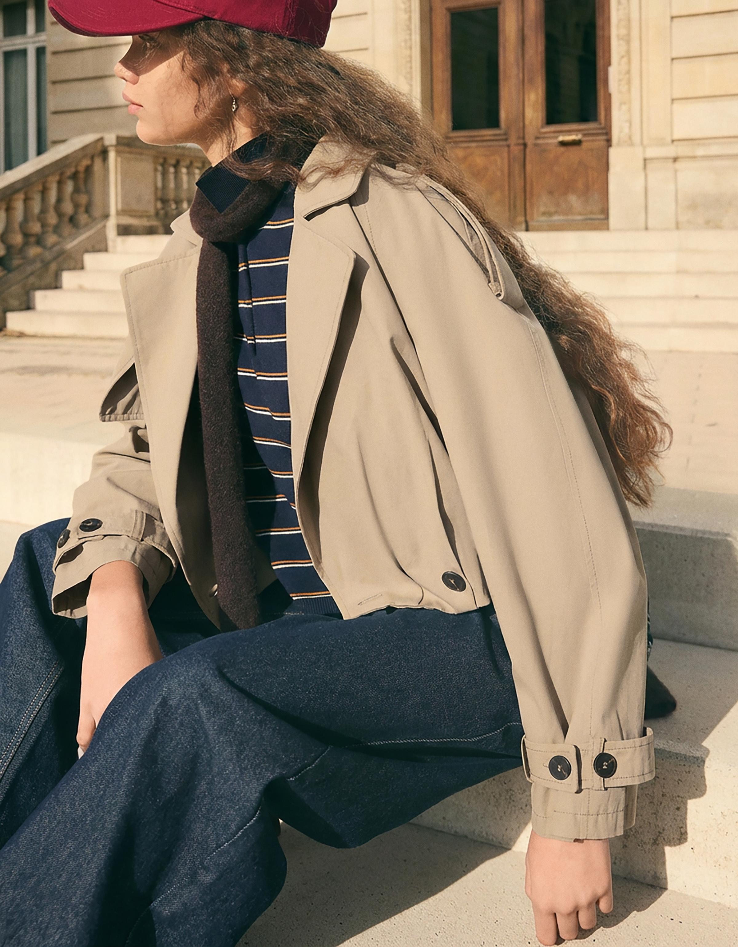 Balloon effect cropped trench coat - Women | Bershka