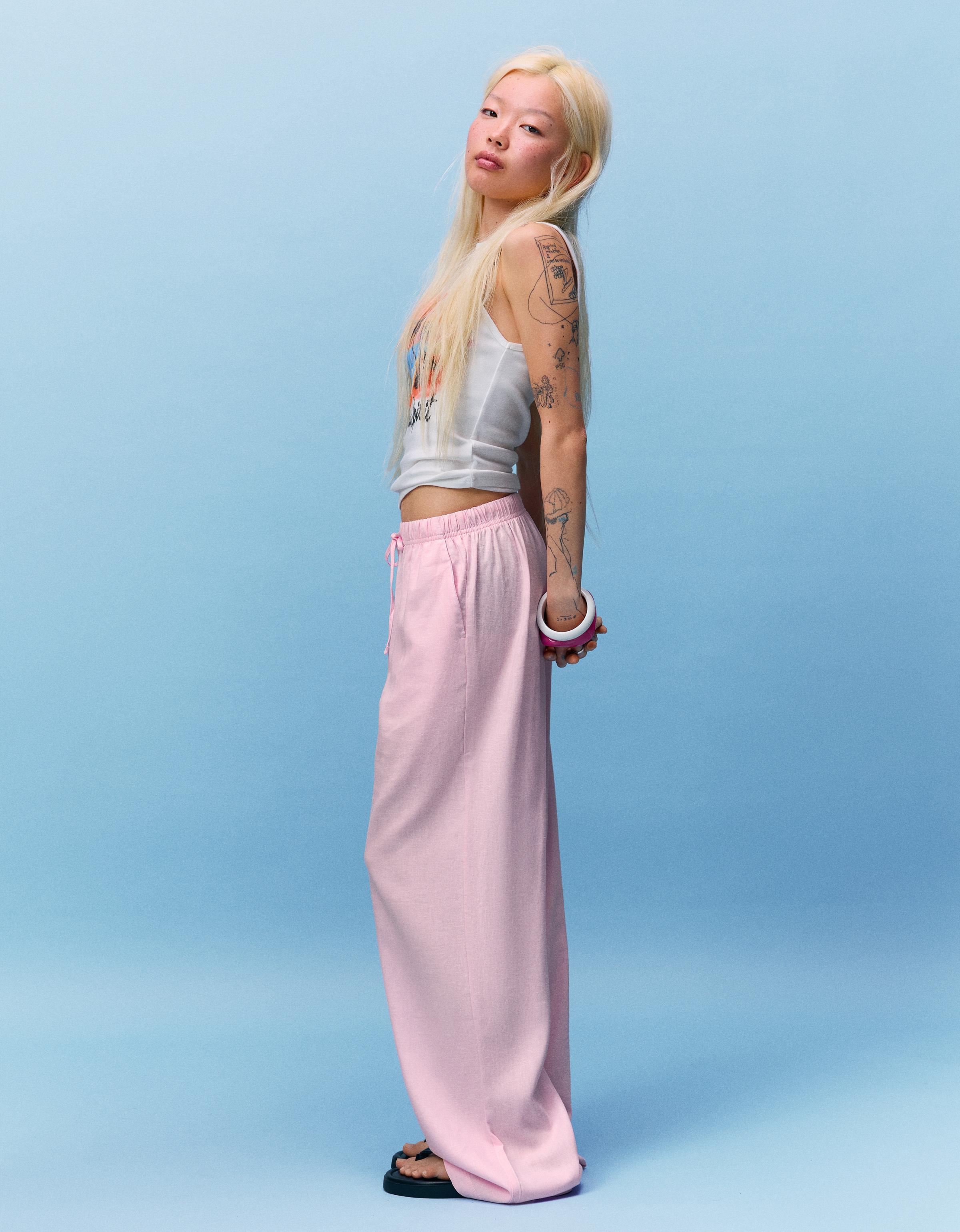 Elasticated waist trousers — Pink