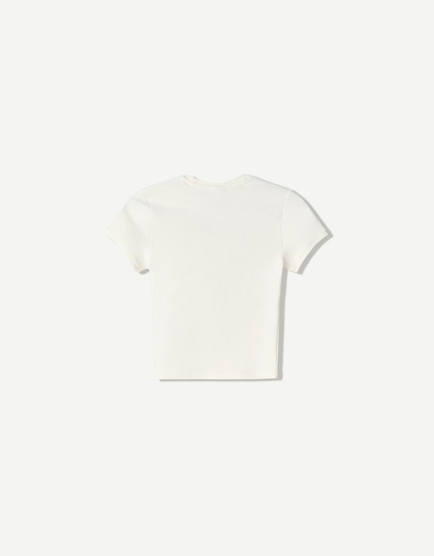T-shirt manches courtes imprimé-Blanc cassé