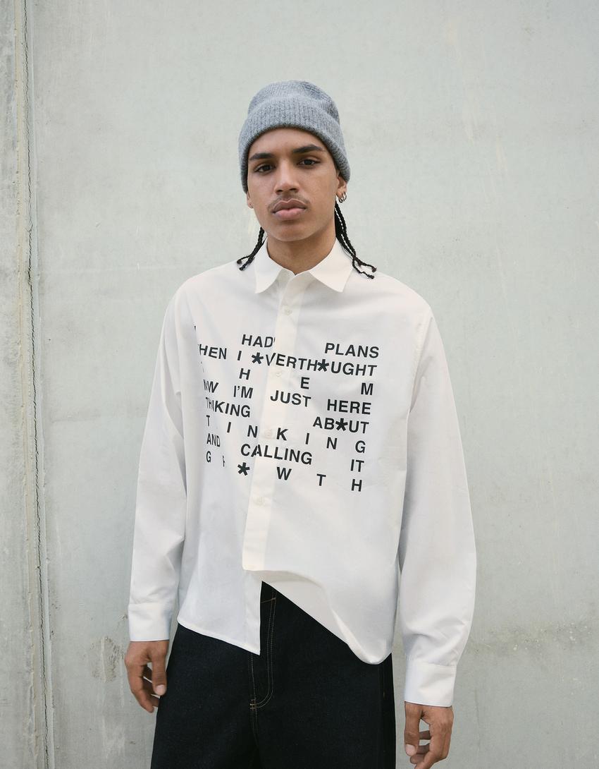 Boxy-fit print shirt-White
