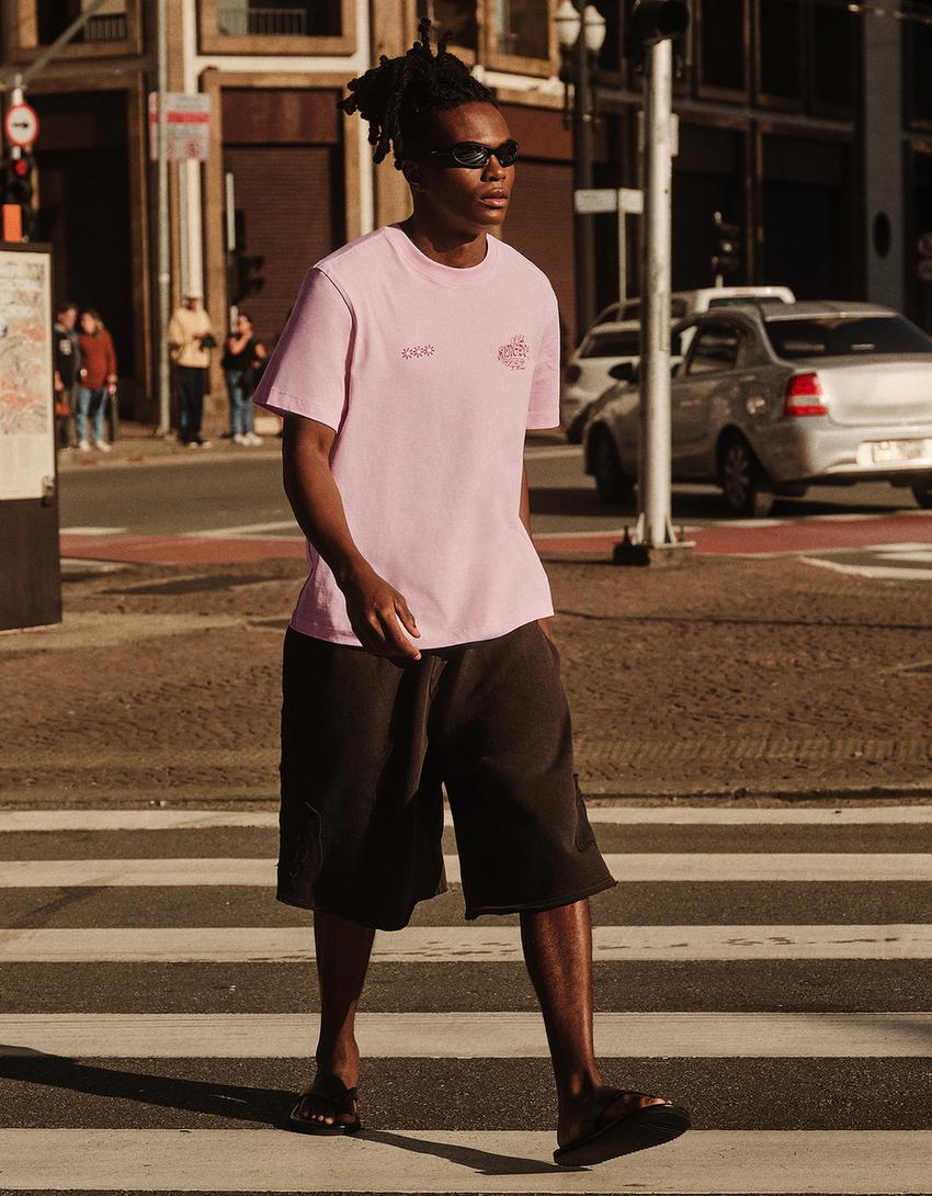 T-shirt imprimé boxy fit-Rose