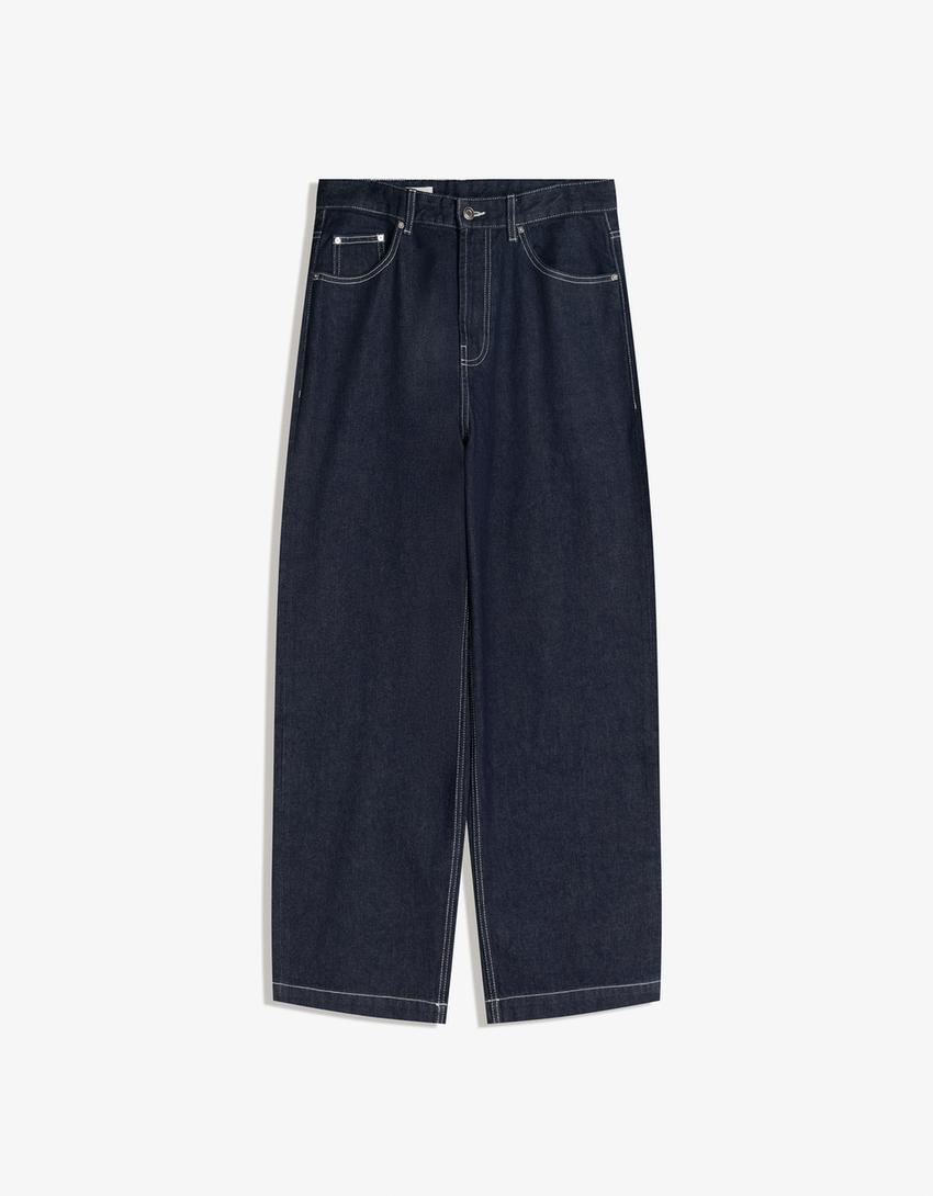 Jeans barrel fit-Marinho