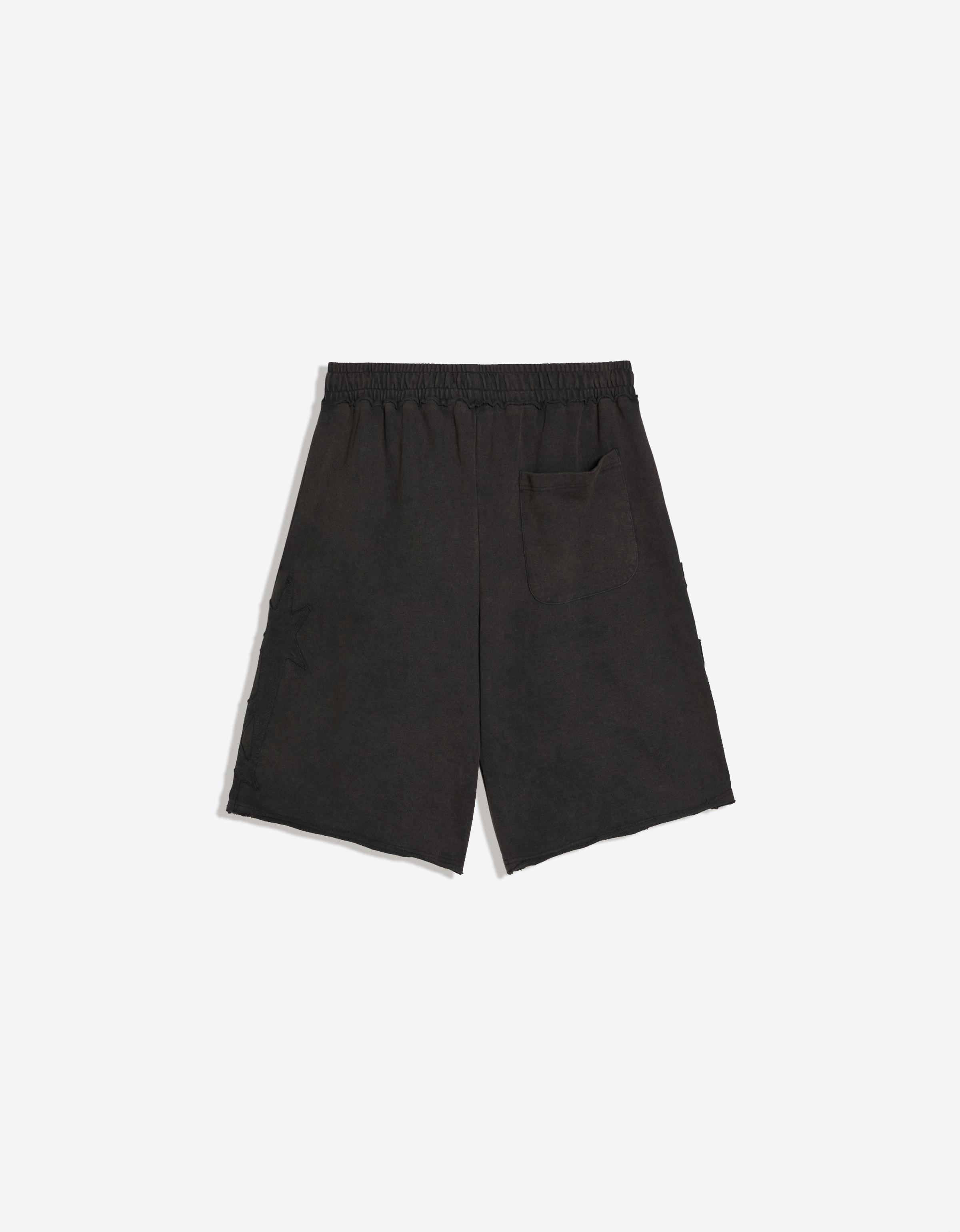 Washed fleece Bermuda shorts with patch — Grey