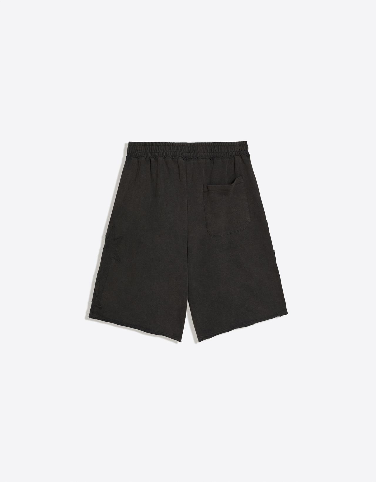 Washed fleece Bermuda shorts with patch — Grey