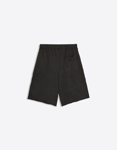 Washed fleece Bermuda shorts with patch — Grey 6