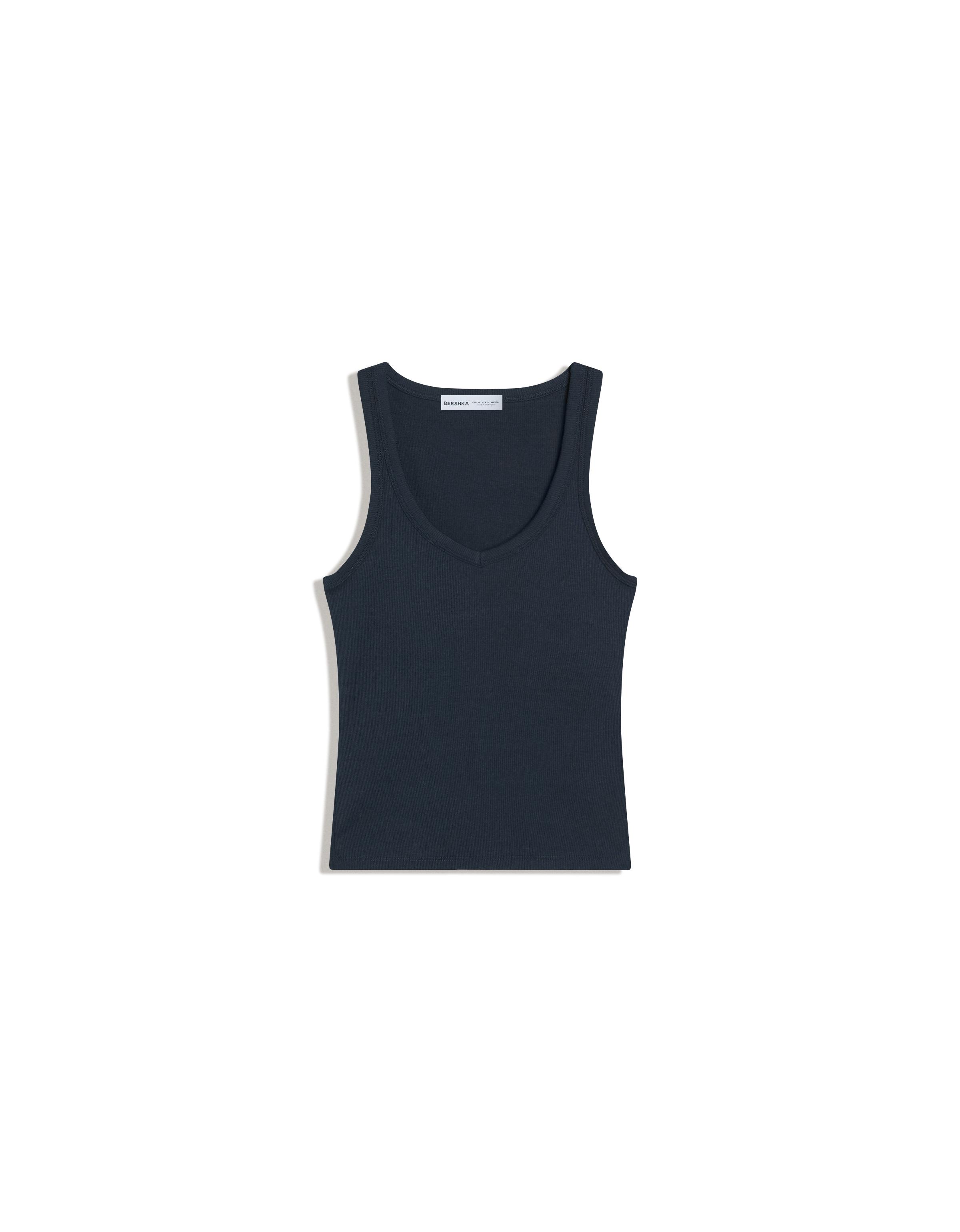 V-neck strappy vest top — Navy