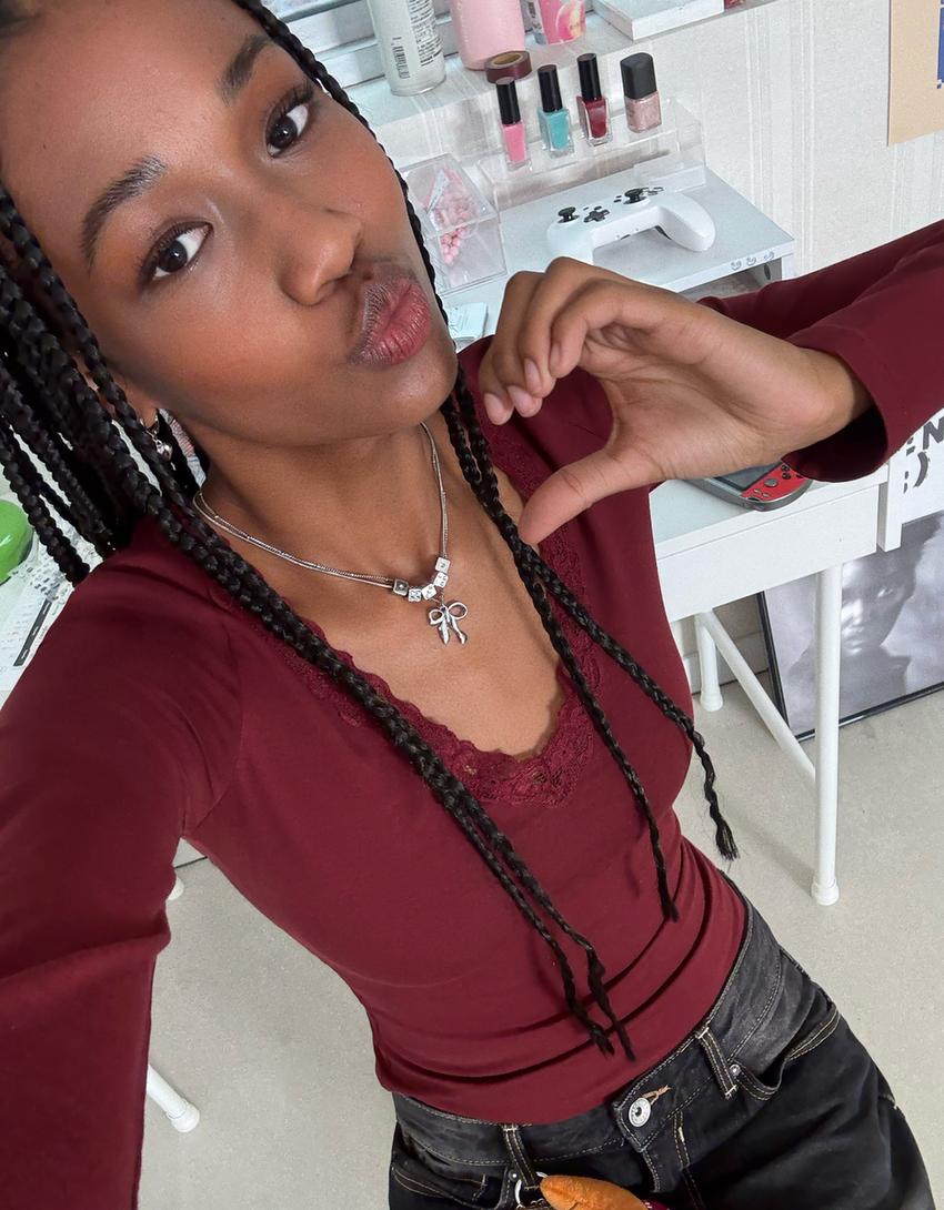 Camiseta manga larga lace-Burdeos