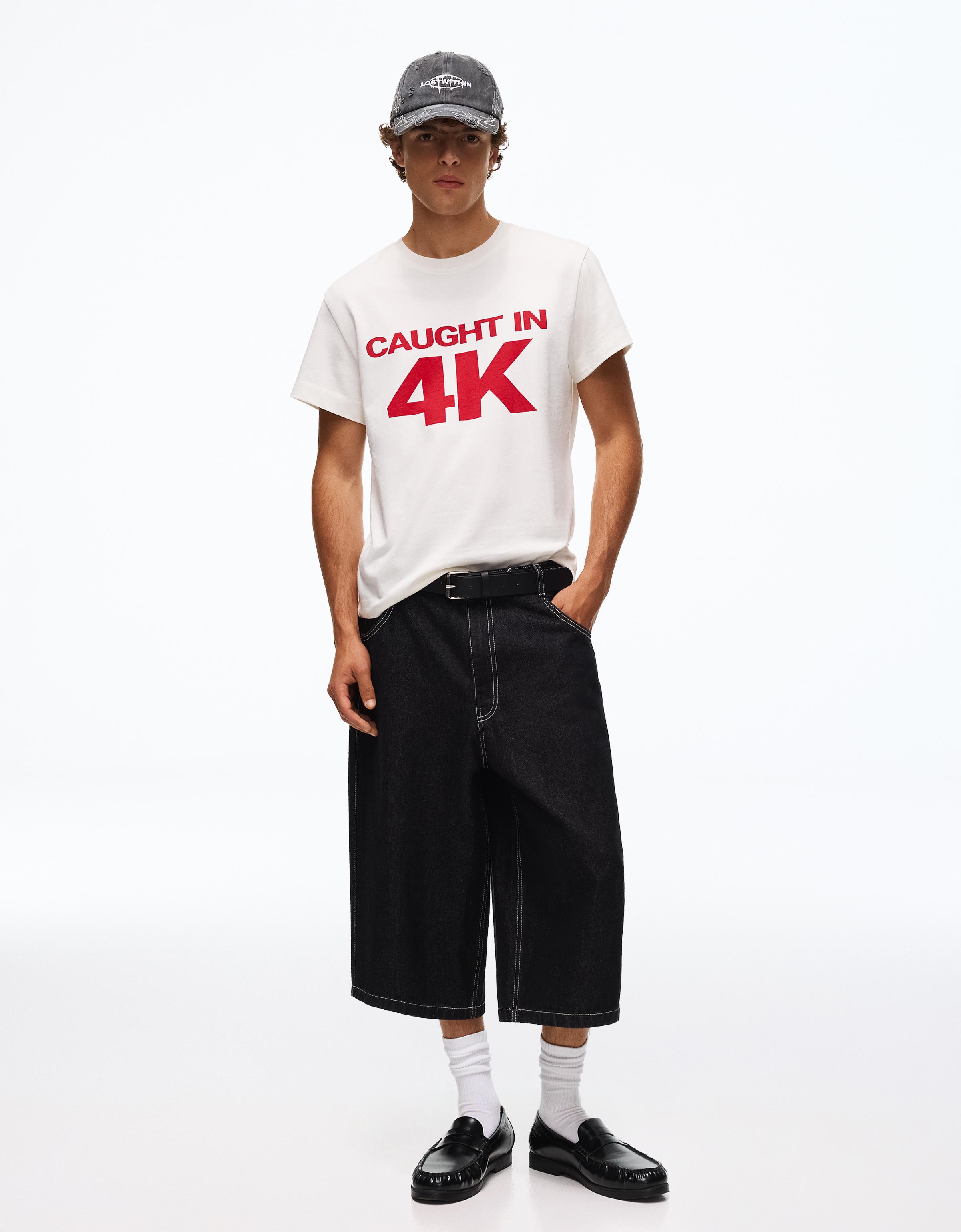 Small fit print T-shirt — White