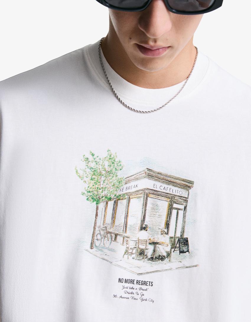 Short sleeve T-shirt with print-Off white