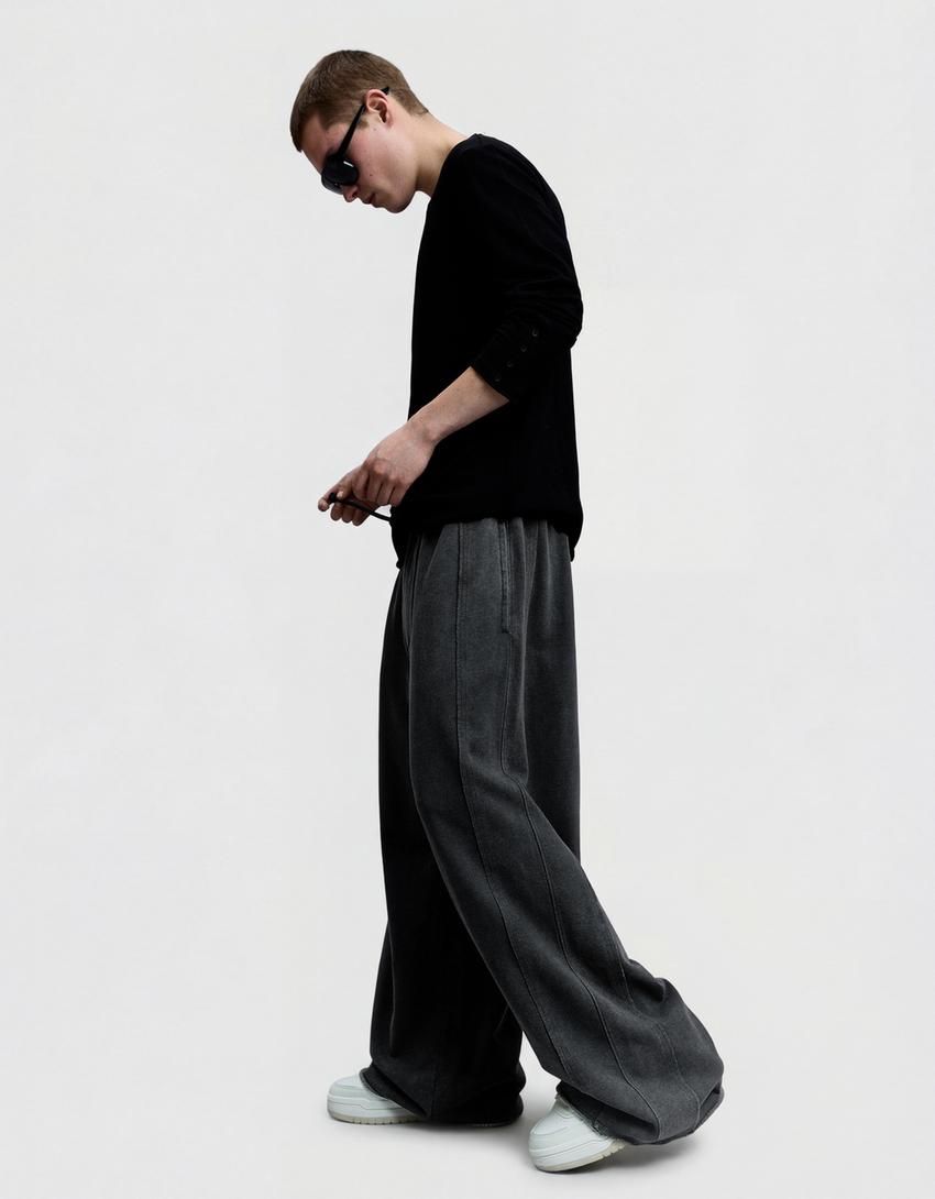 Celana panjang super baggy-Abu-abu