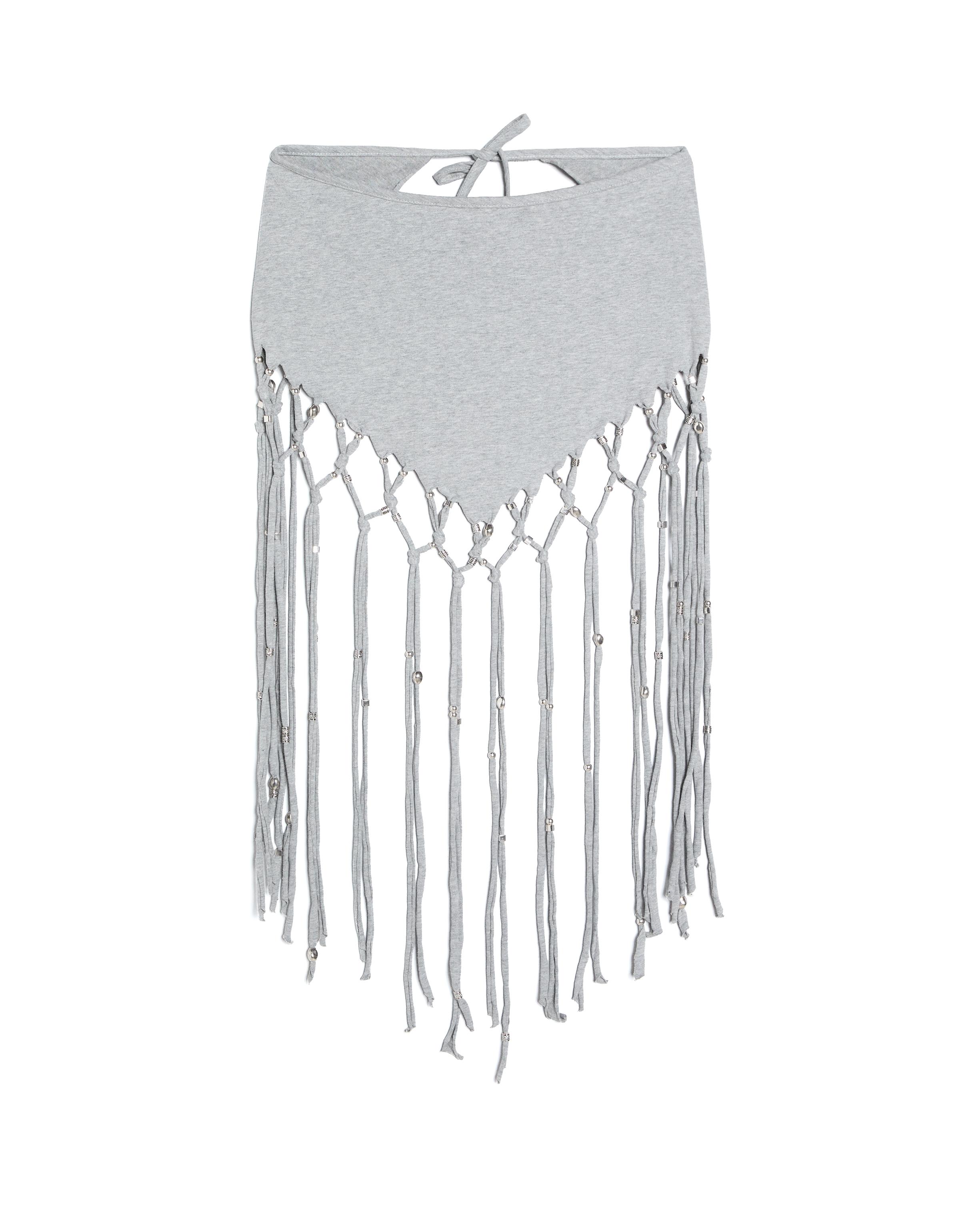Fringed and beaded overskirt — Grey