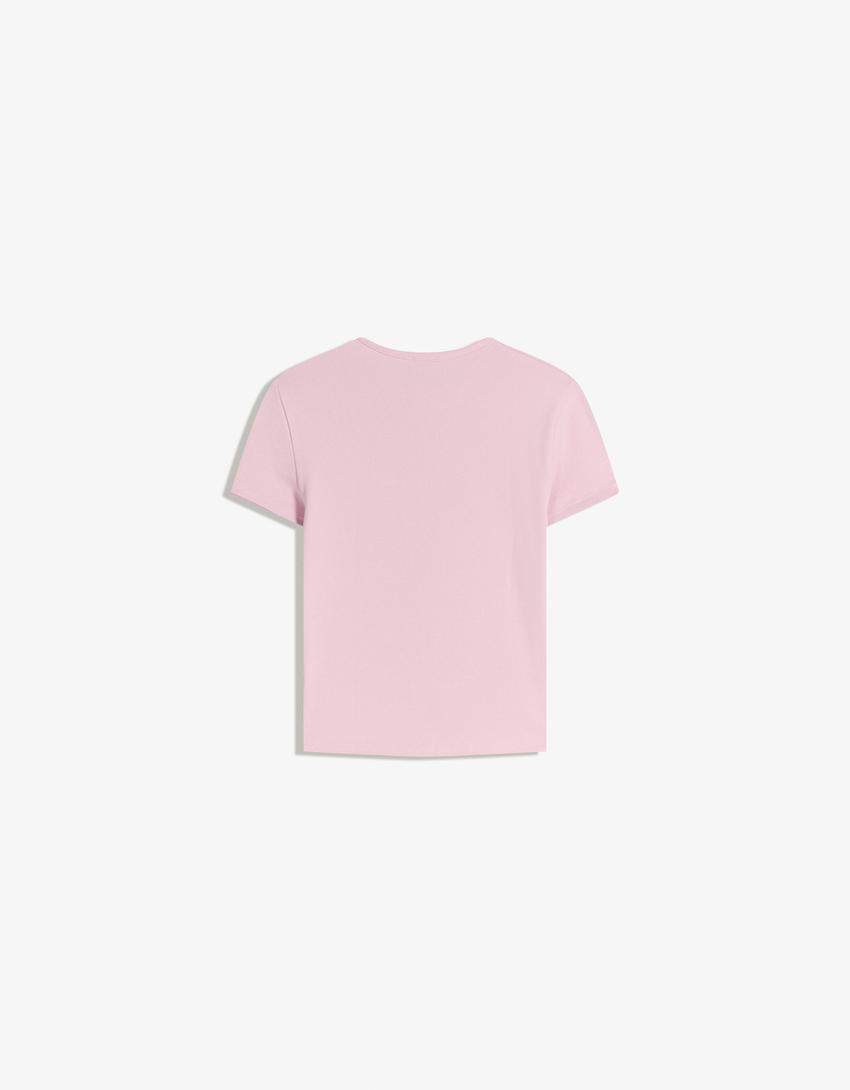 Short sleeve T-shirt with print-Pink
