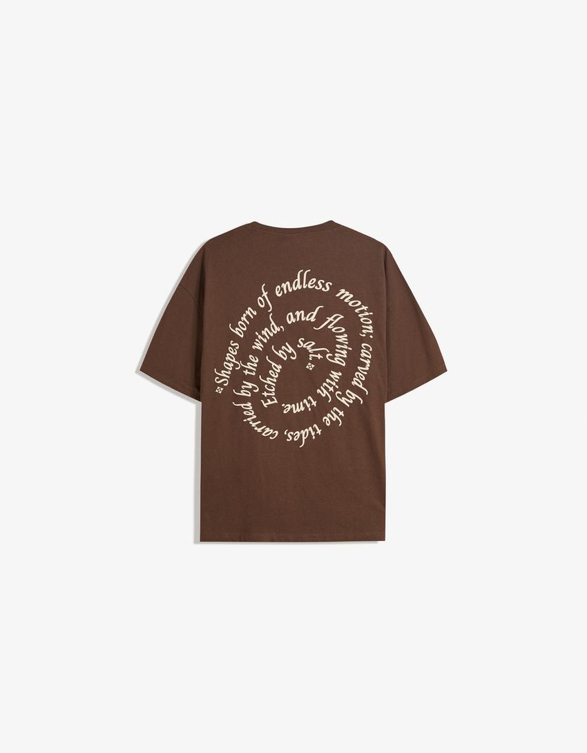 Short sleeve T-shirt with print-Brown