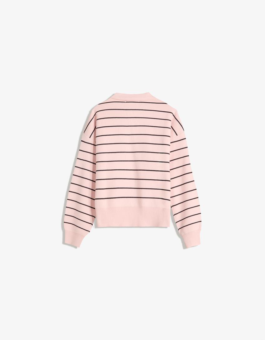 Sweater met polokraag-Roos