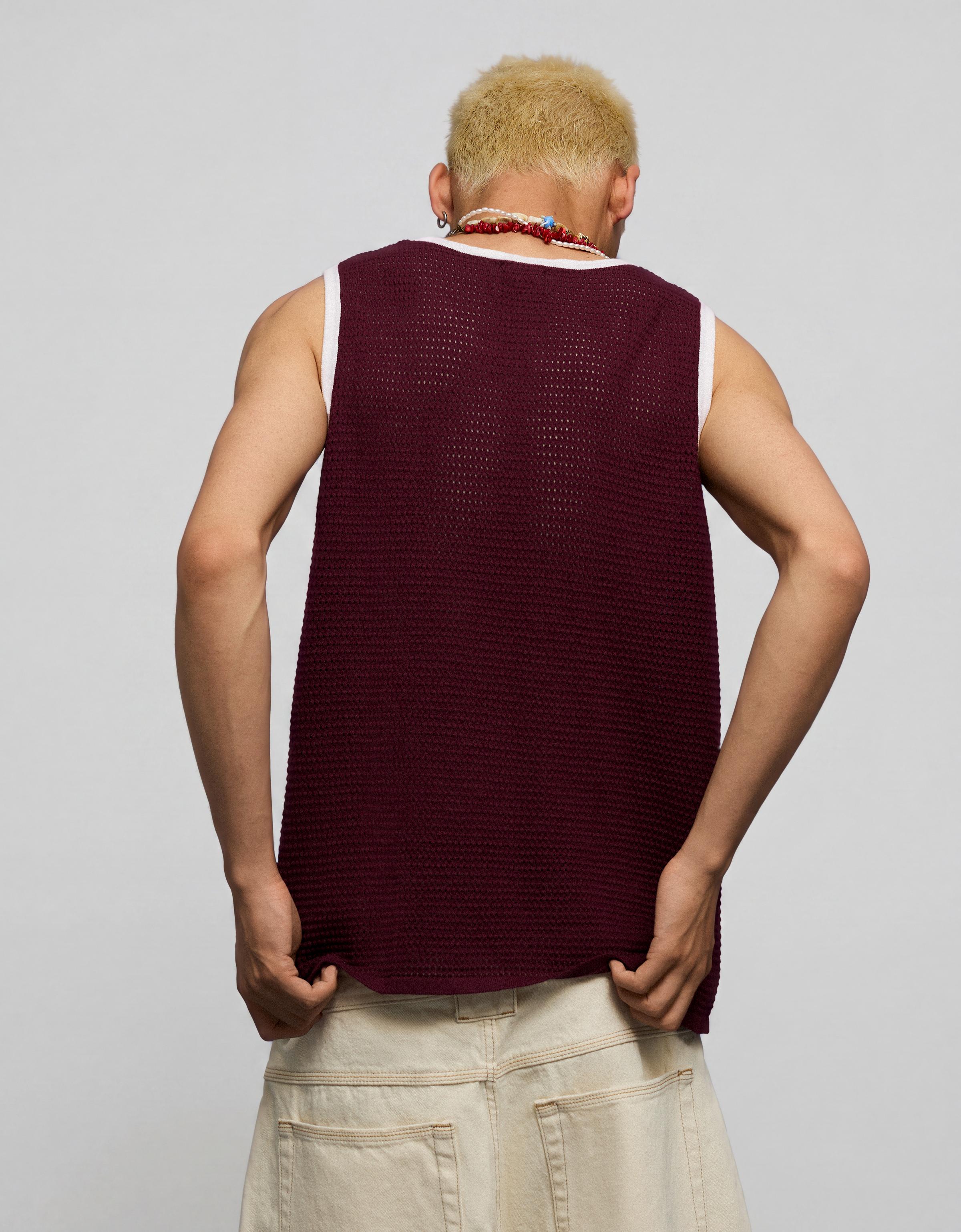 Contrast mesh vest top — Maroon