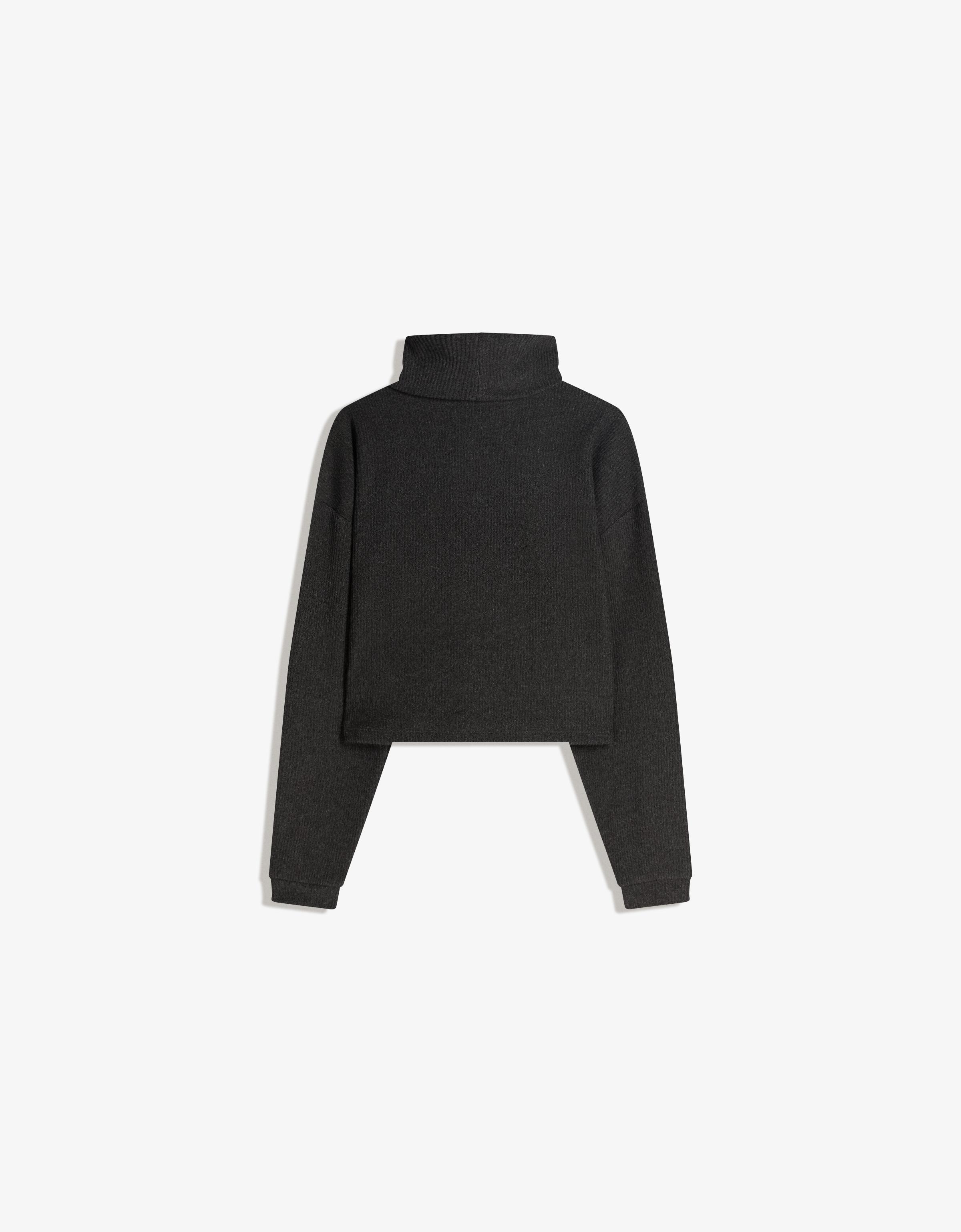 High neck ribbed sweater — Dark grey