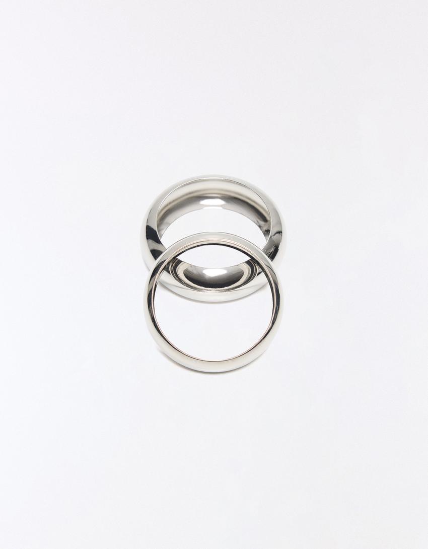 2-pack of mixed-size bracelets-Silver
