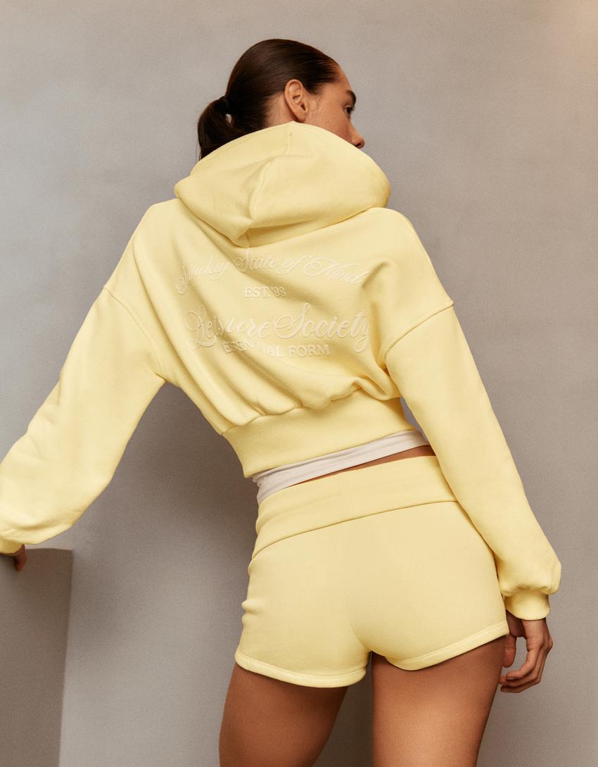 Kapüşonlu fermuarlı sweatshirt-Muz