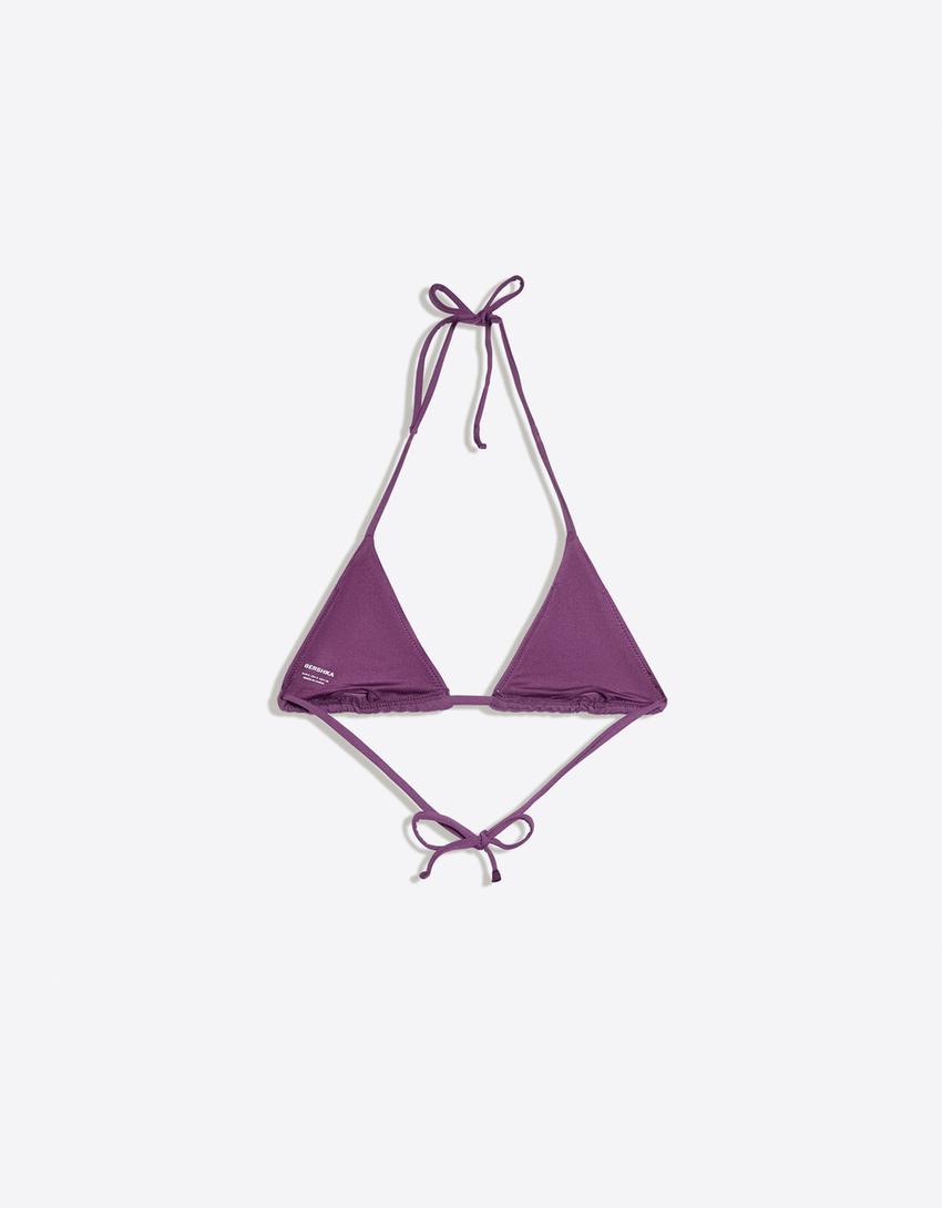 Haut de bikini triangle à strass-Violet