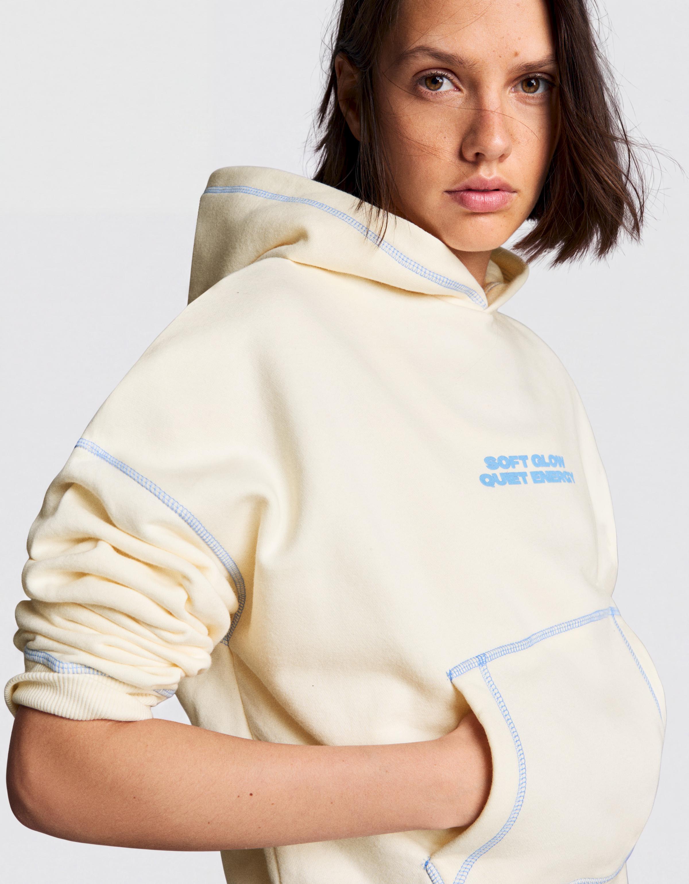 Hooded print sweatshirt — Cream