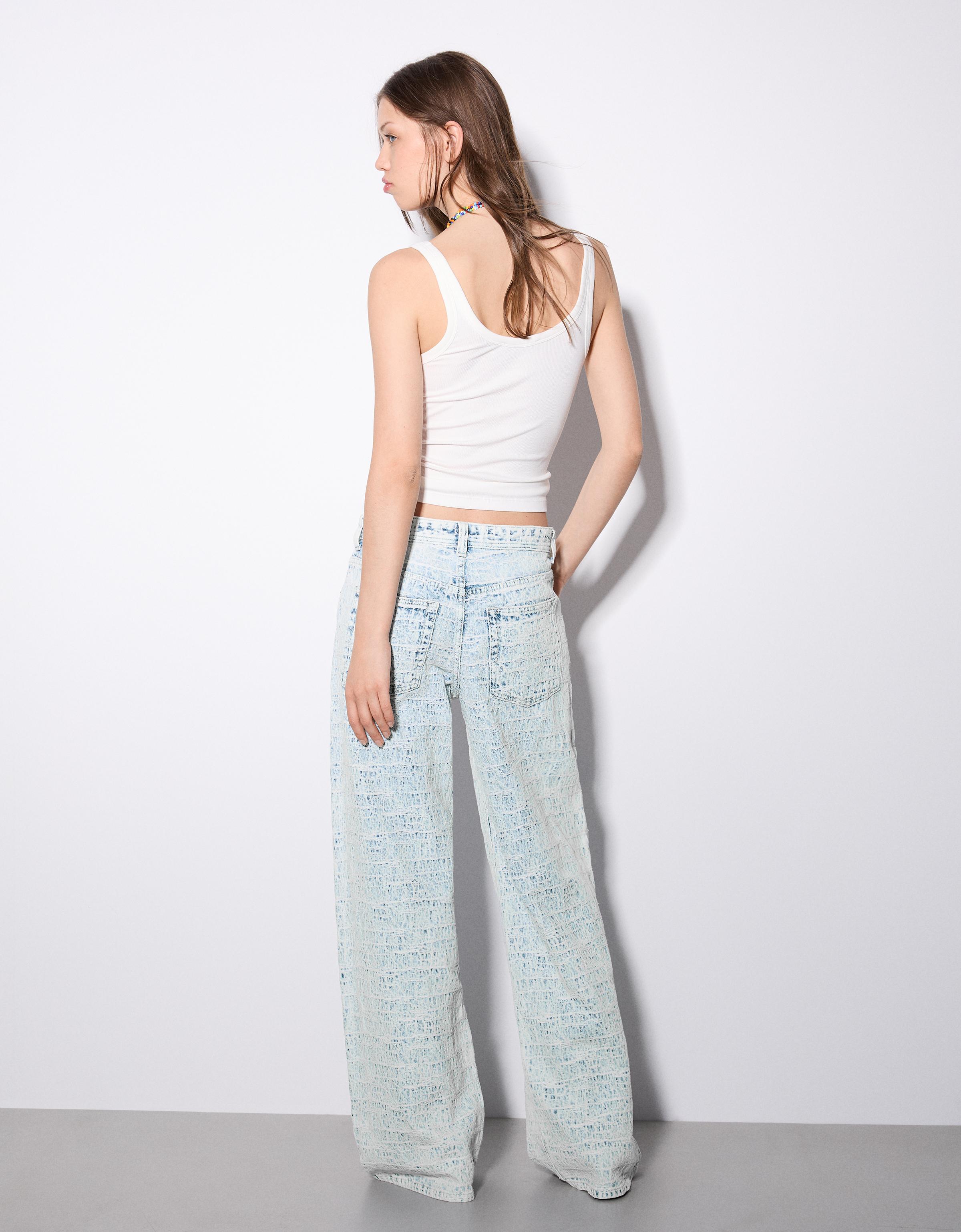 Jakarlı dokulu düşük bel boyfriend jean - Görsel 4