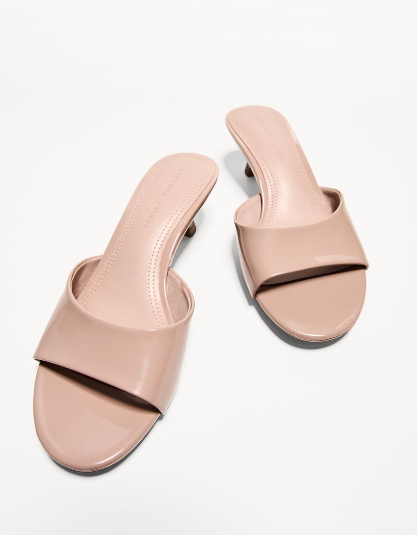 Kitten heel mule sandals-Pink