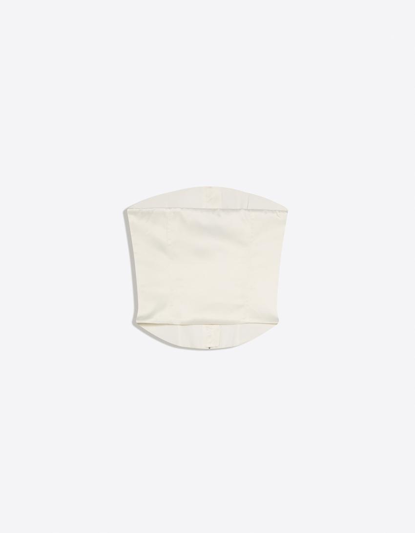 Sateen bustier top-Cream