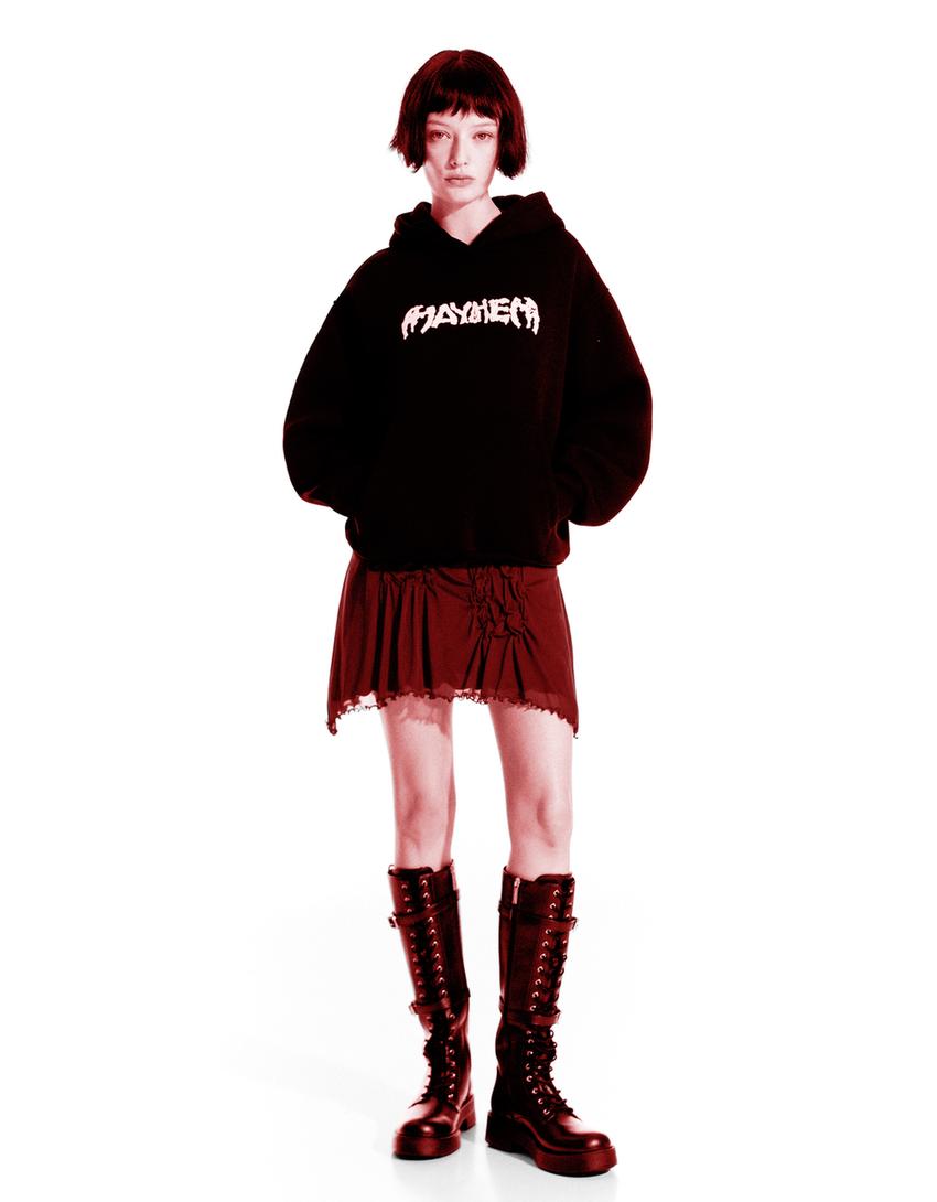 Sudadera Lady Gaga capucha print-Negro