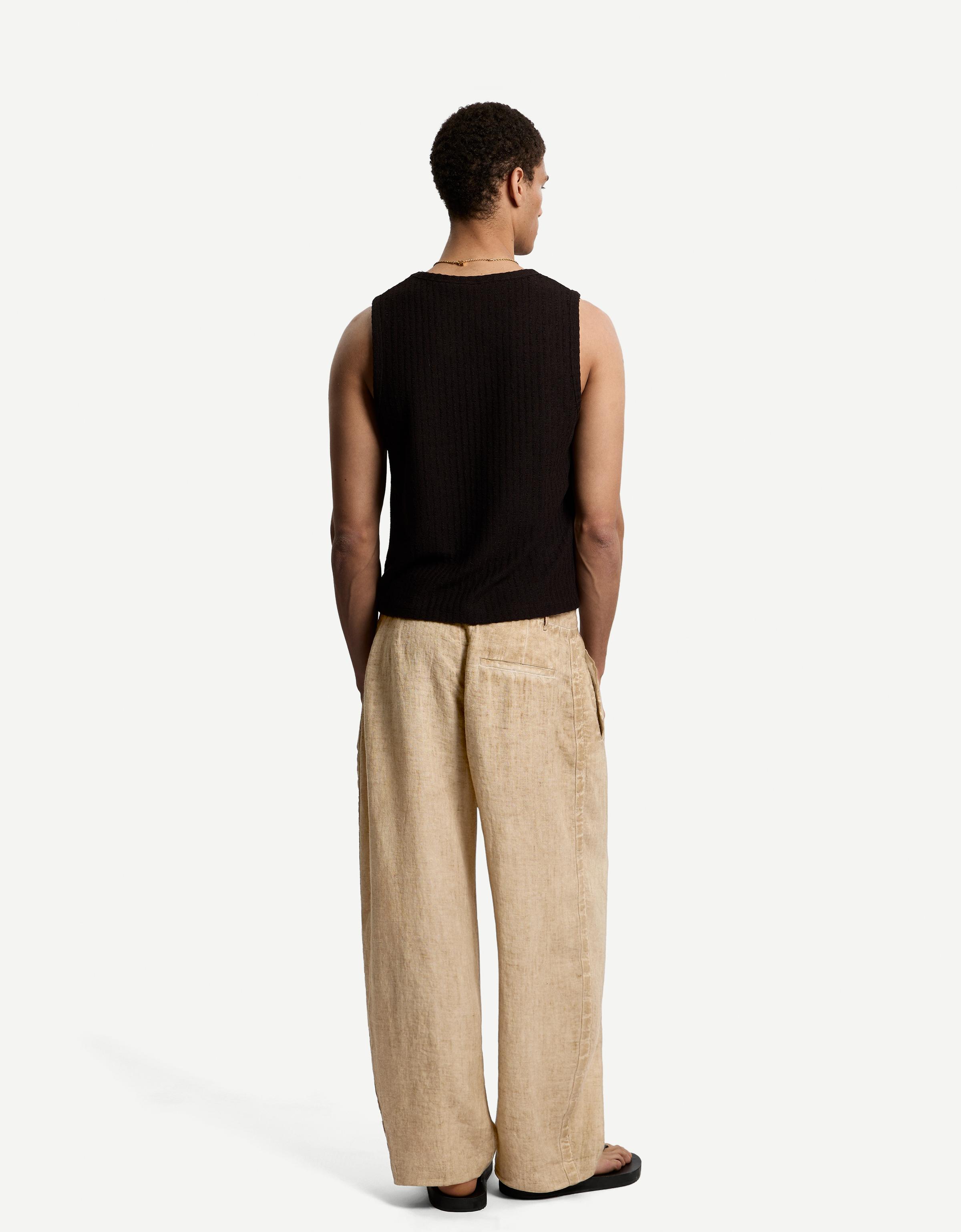 【BAON】[unisex] Hupin Linen Banding Balloon Pt - Linen 100 BAON】[unisex] Hupin Linen Banding Balloon Pt - Linen 100