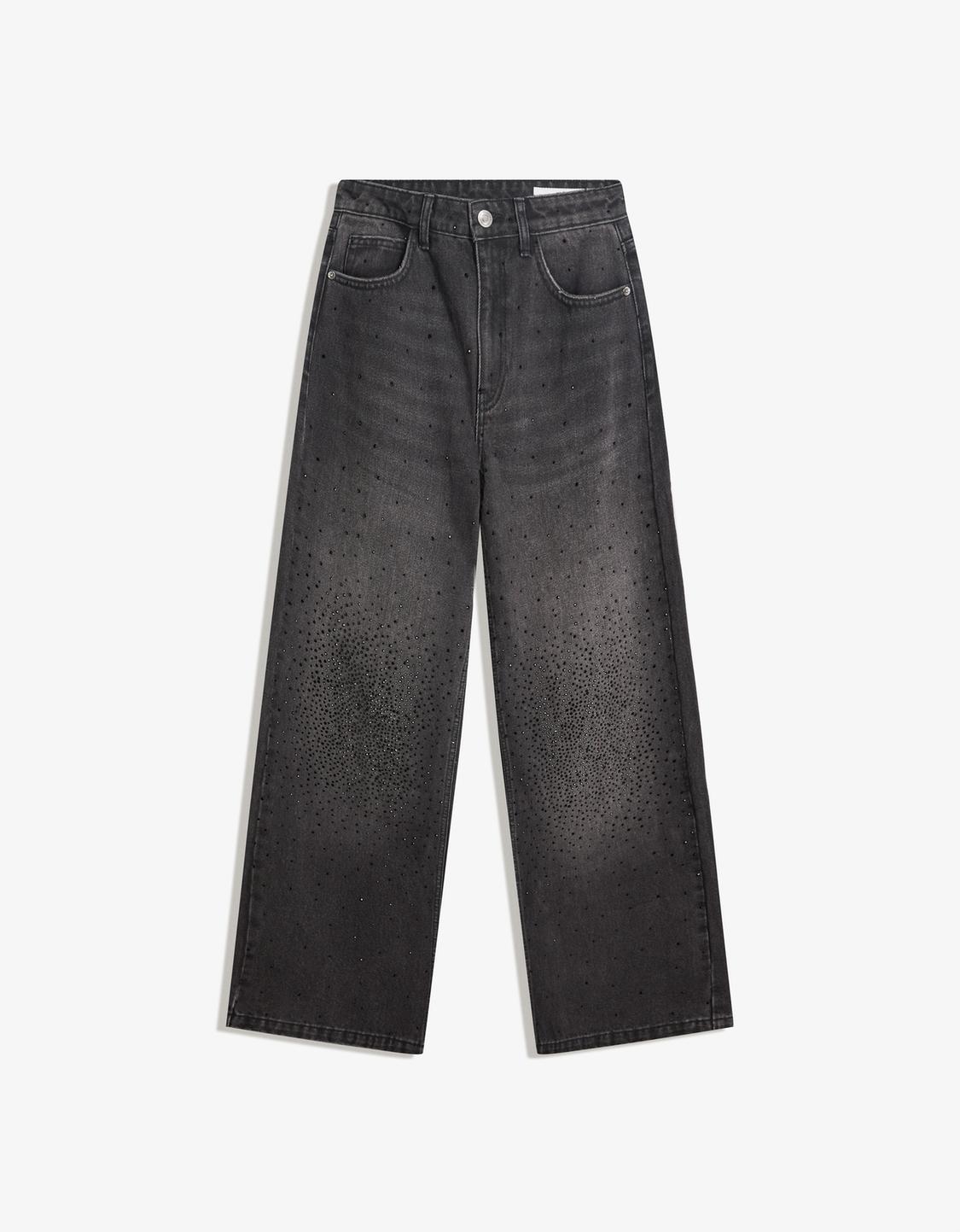 Jeans straight fit com brilho