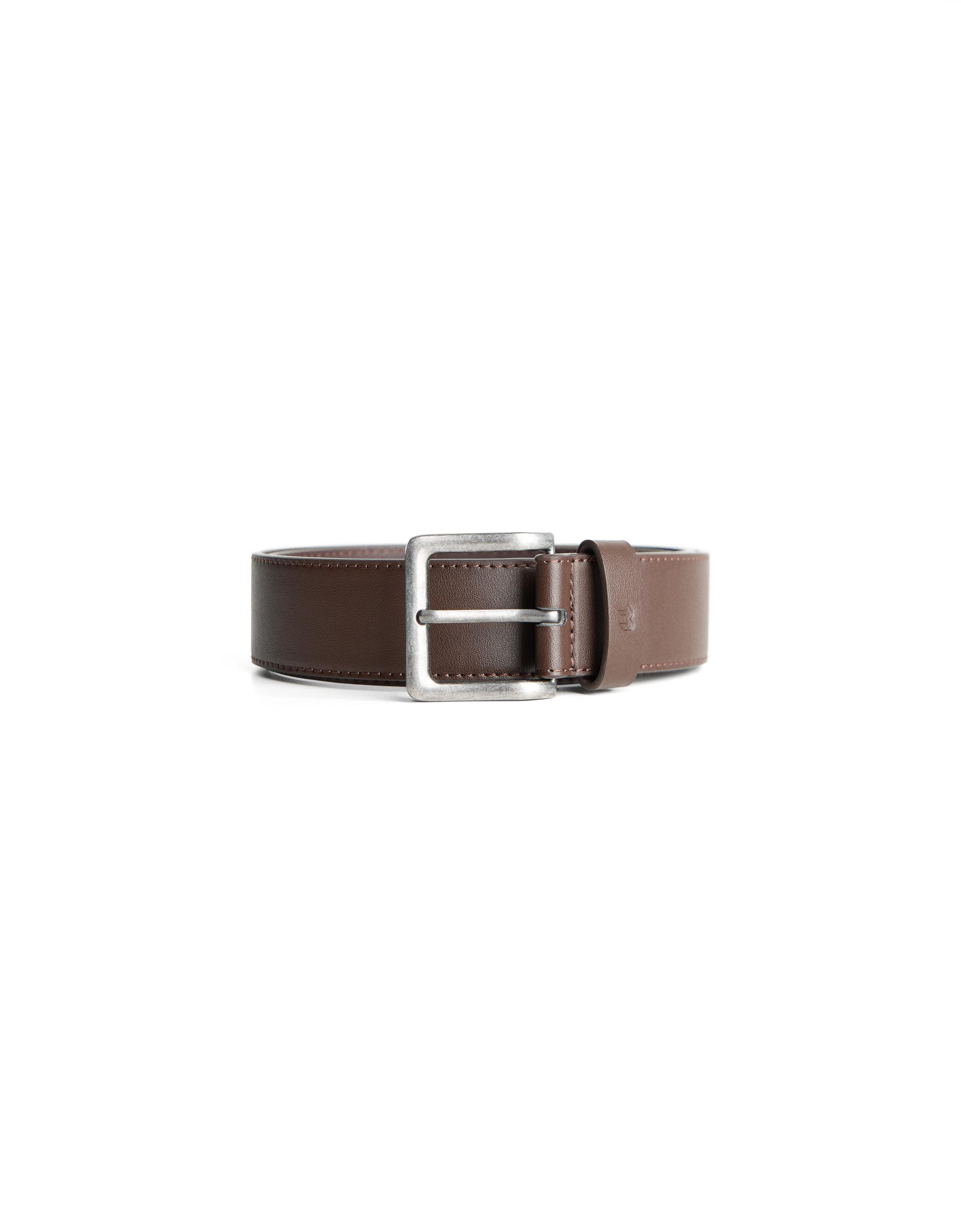 Wide leather effect belt — Brown