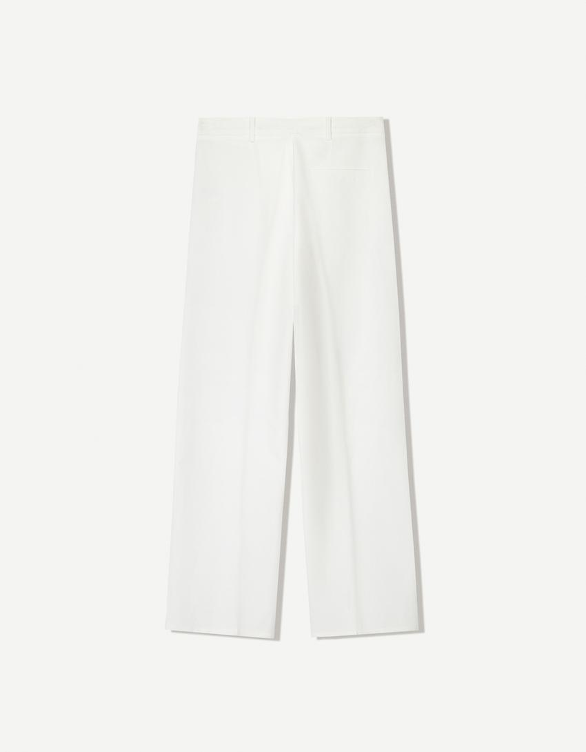 Pantalón wide leg-Blanco