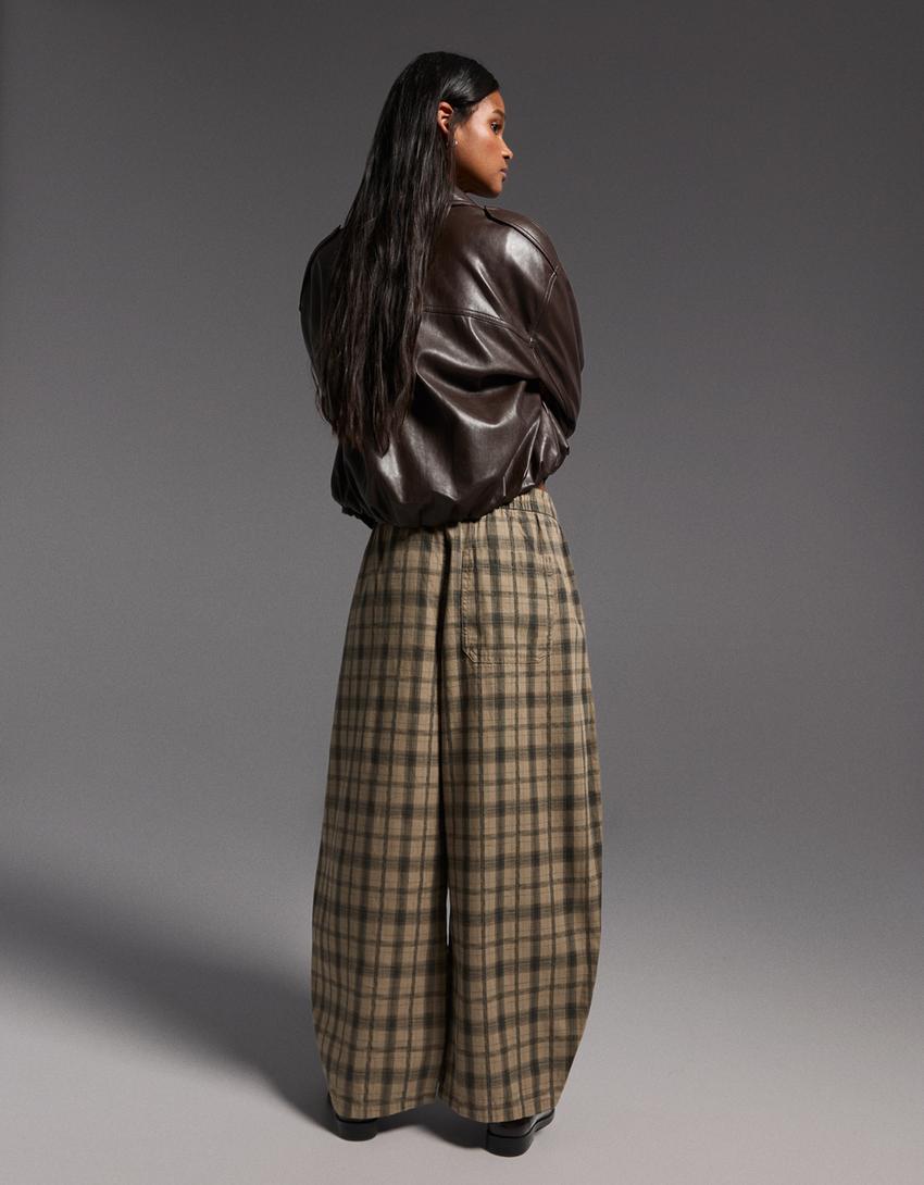 Pantalón balloon print-Gris