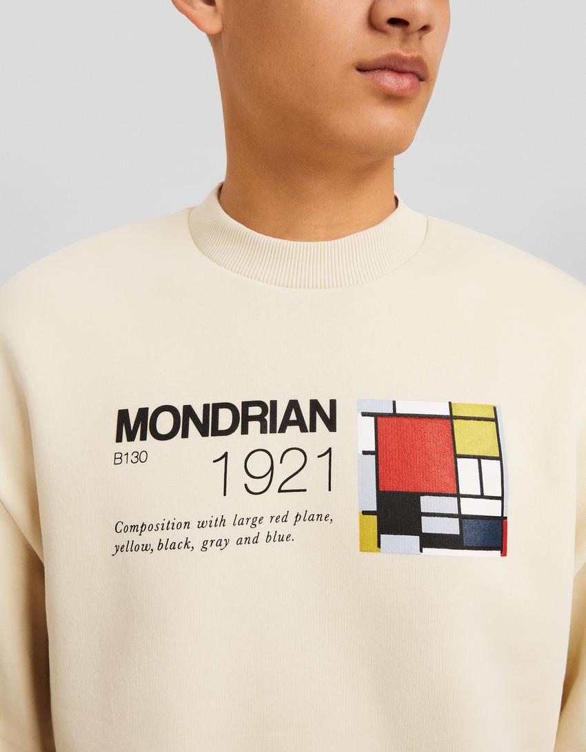 Piet Mondrian print sweatshirt-Cream