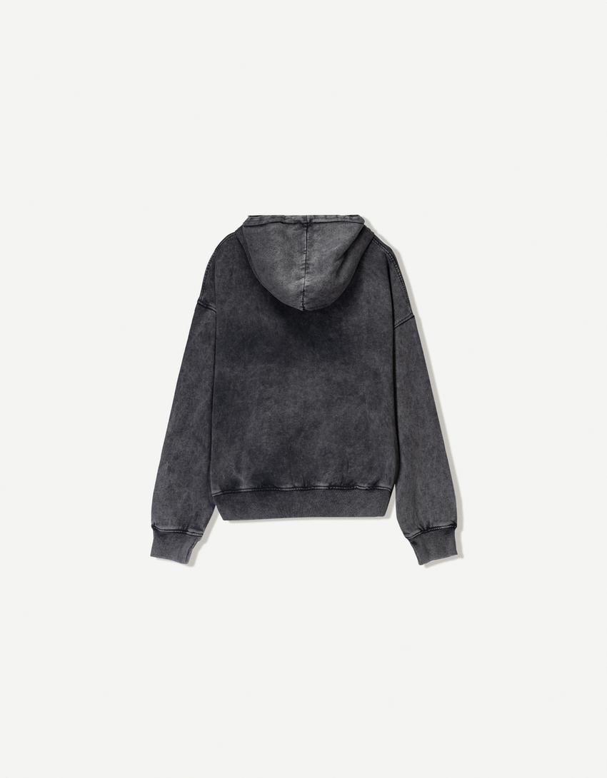 Sudadera capucha cremallera print-Gris-5