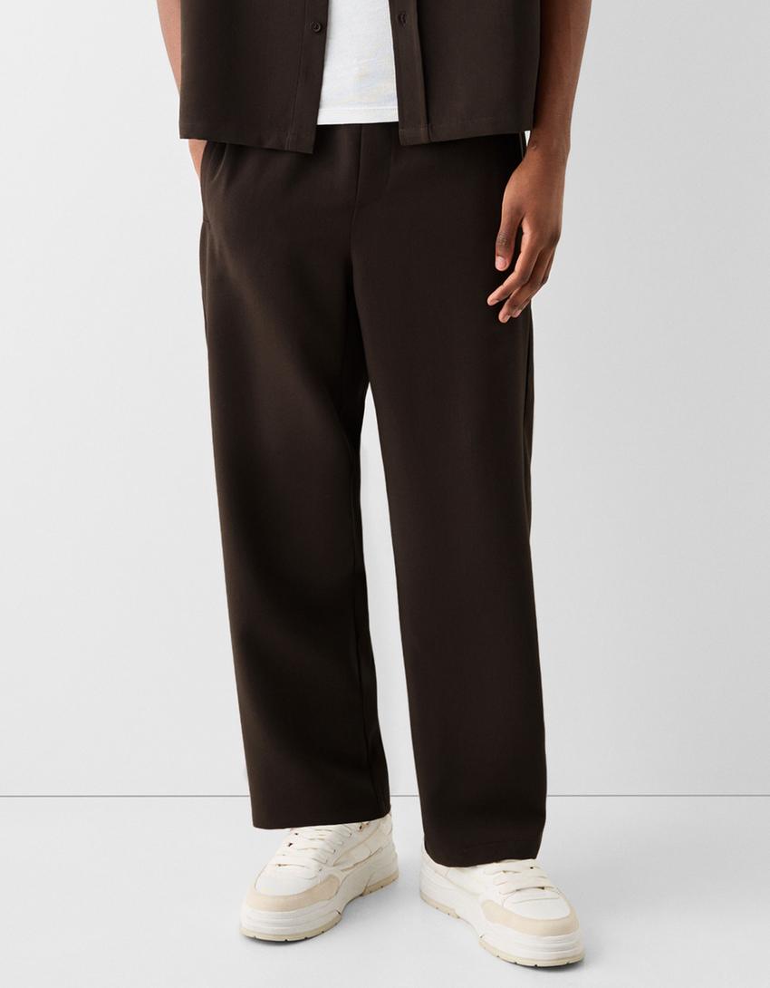 Tailored jogging trousers-Brown-1