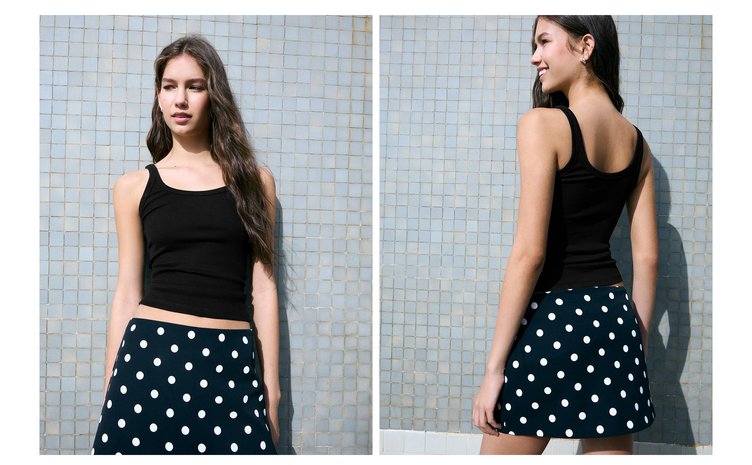 Ribbed vest top — Black