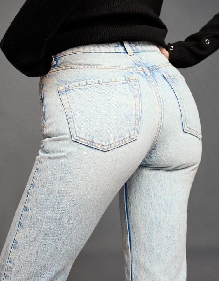 Jeans straight fit calças cigarette