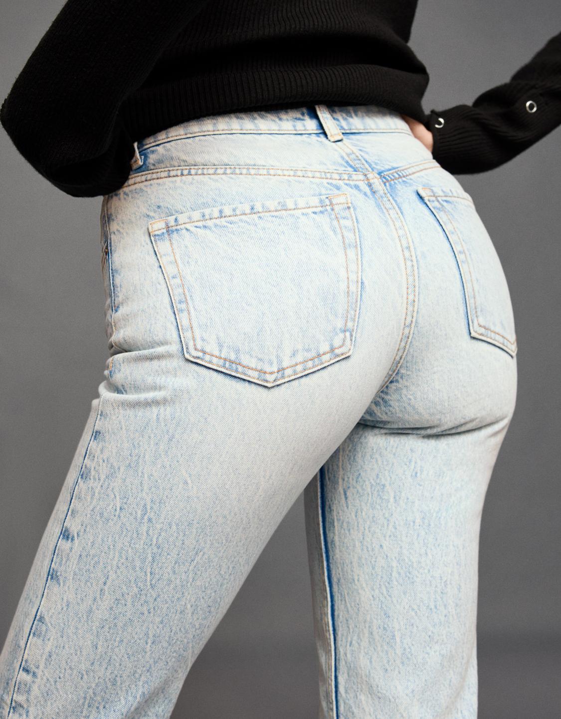 Jeans straight fit calças cigarette