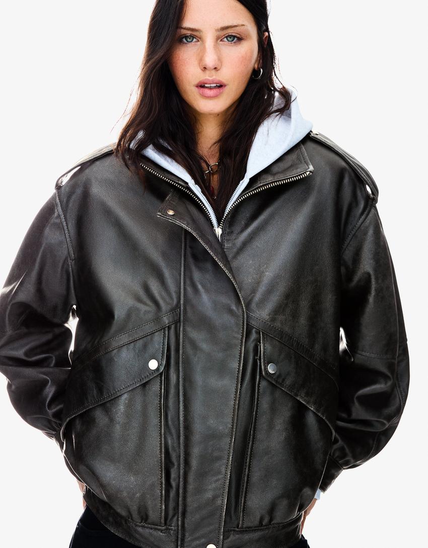 ‘80s leather jacket-Black-2